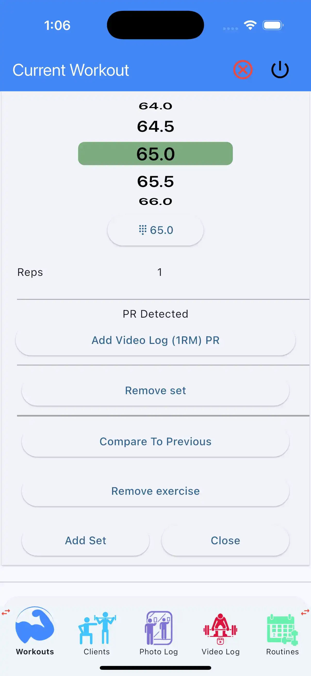 Add 1rm PR video log