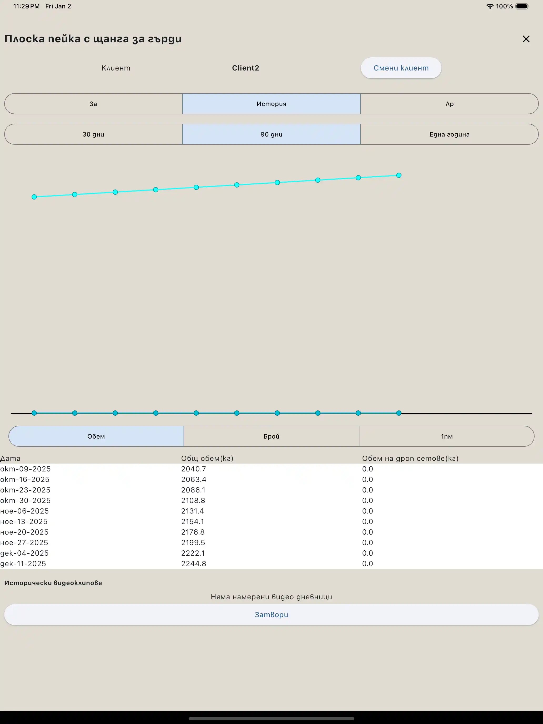 Таблет за отчет на упражненията