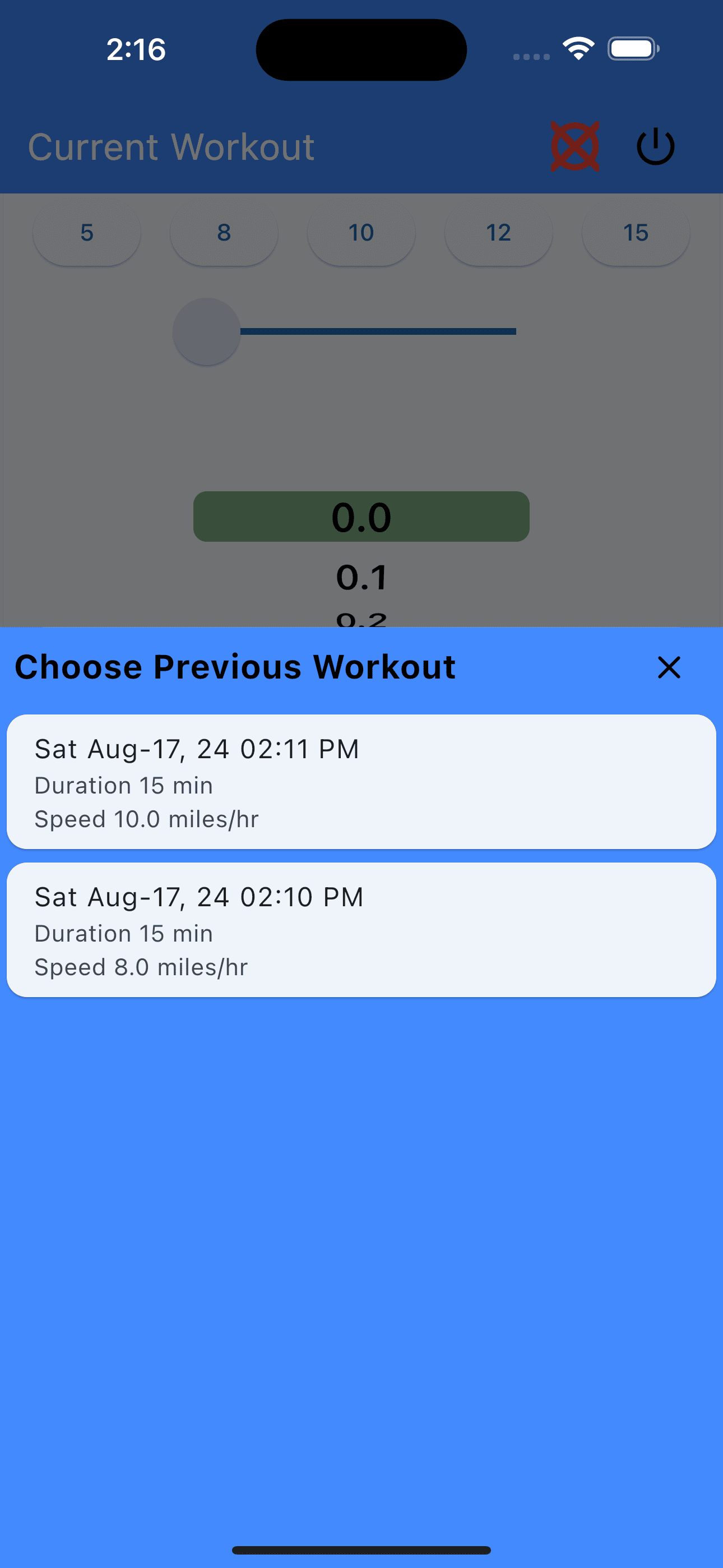 Choose Last Settings Cardio Endurance