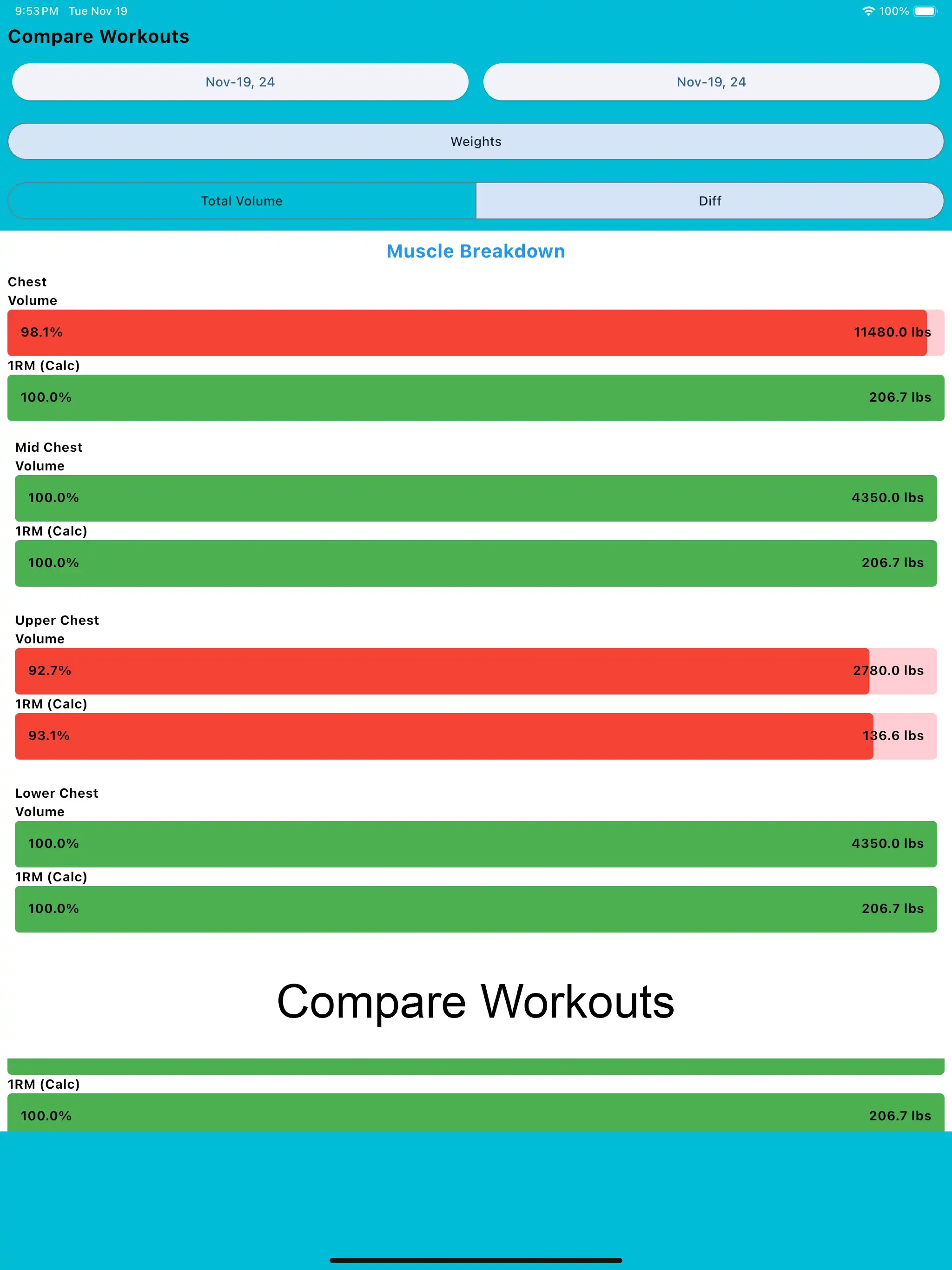 Compare Workouts tablet ipad