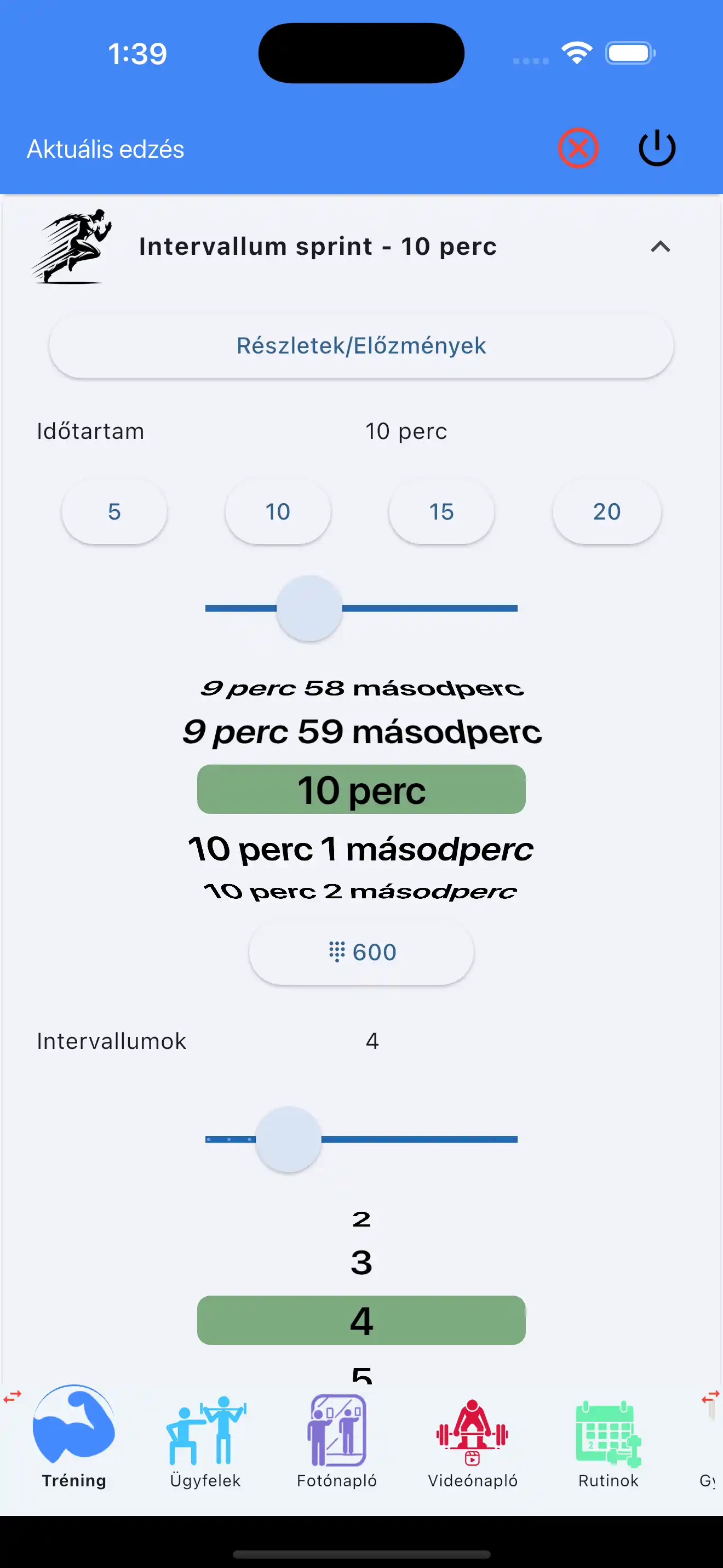 Sledování kardio hiit telefon