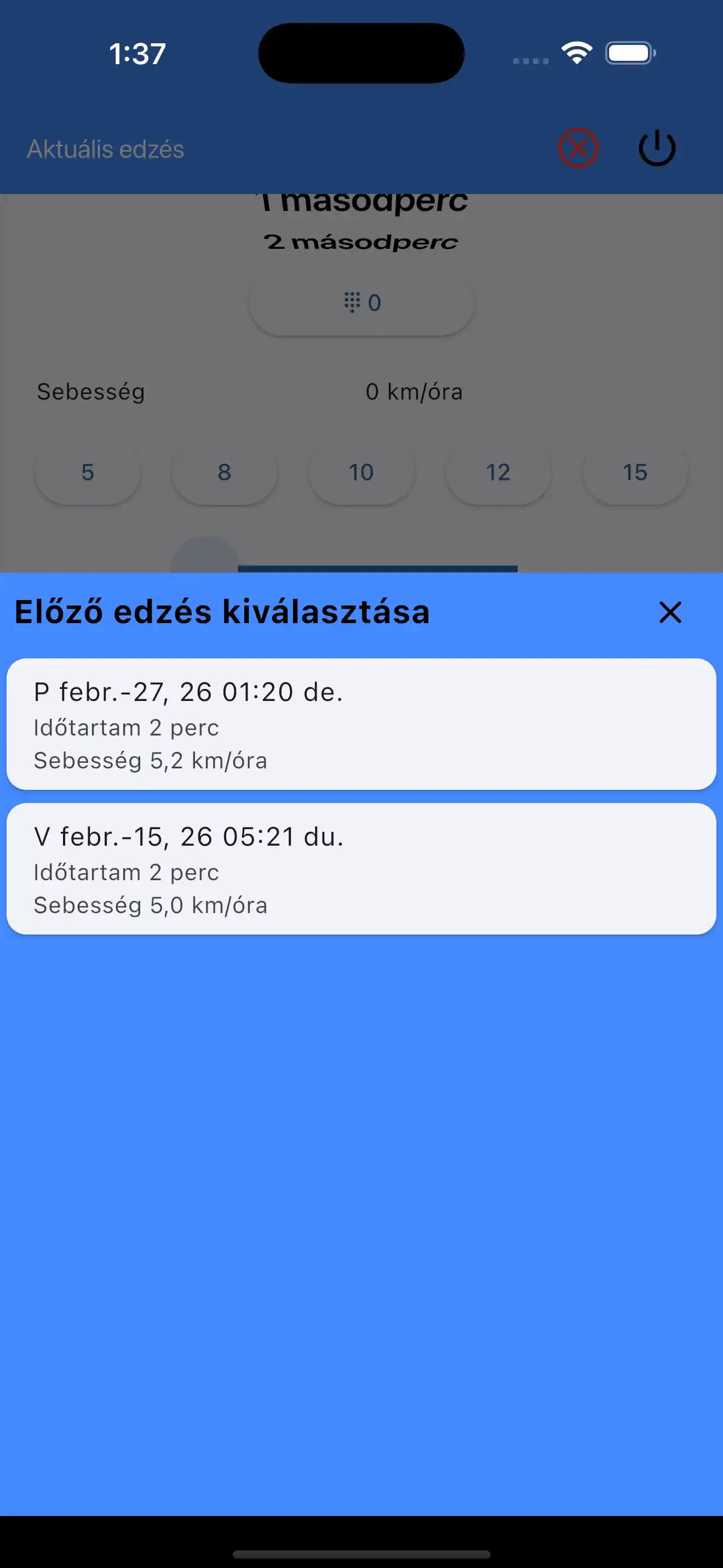Vyberte poslední nastavení Kardio vytrvalost