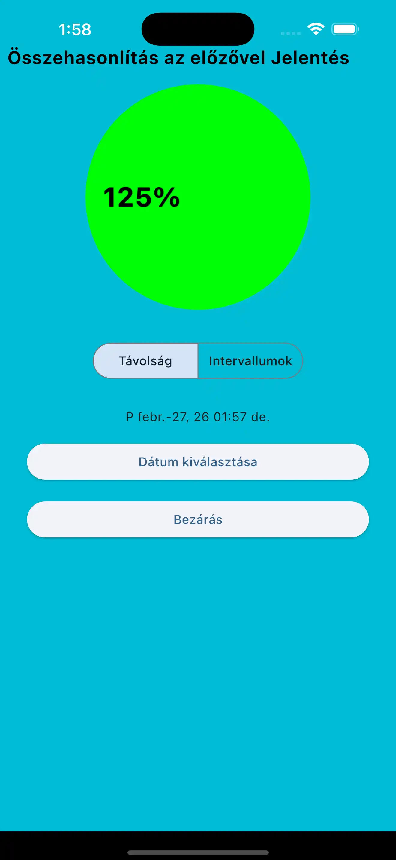 Porovnat předchozí kardio intervaly