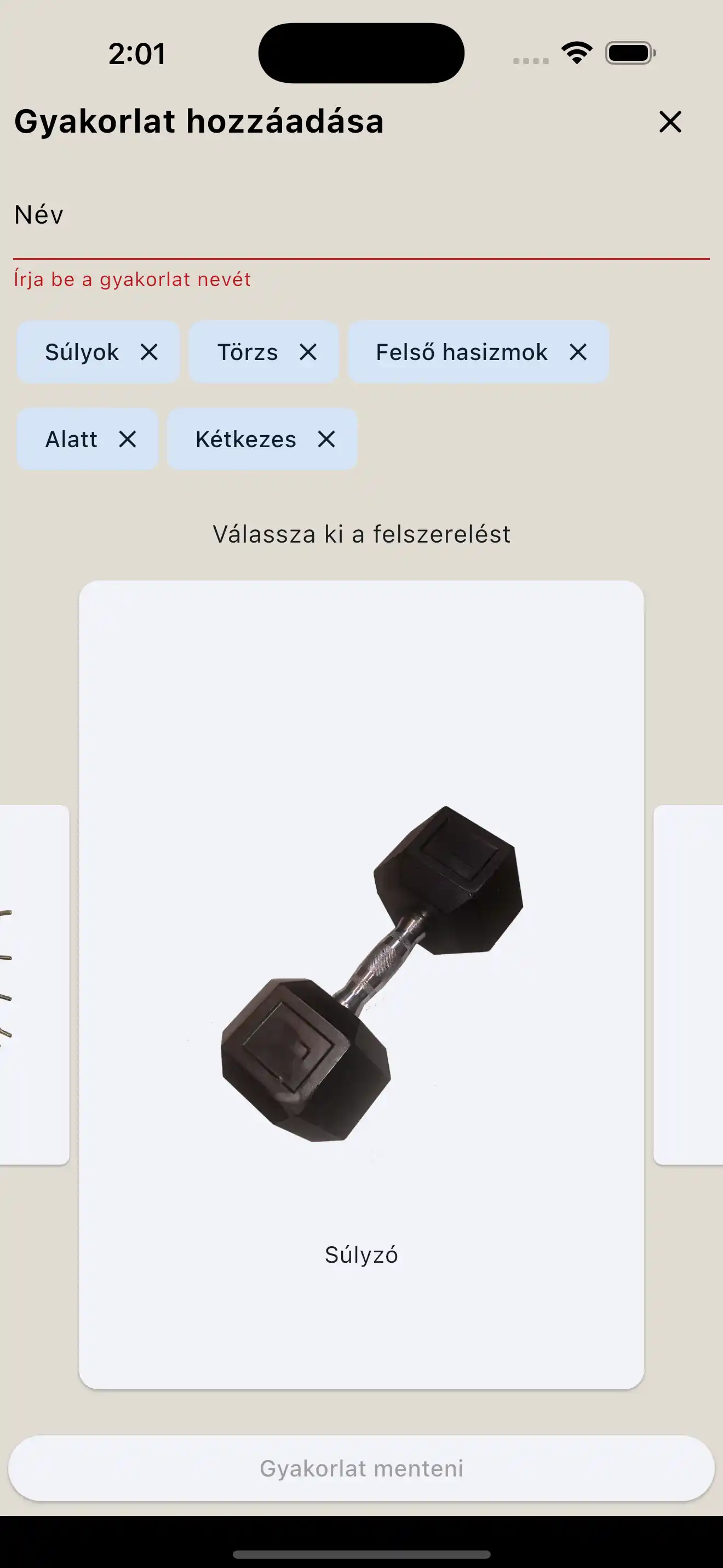 Vytváření cvičení vybavení telefon