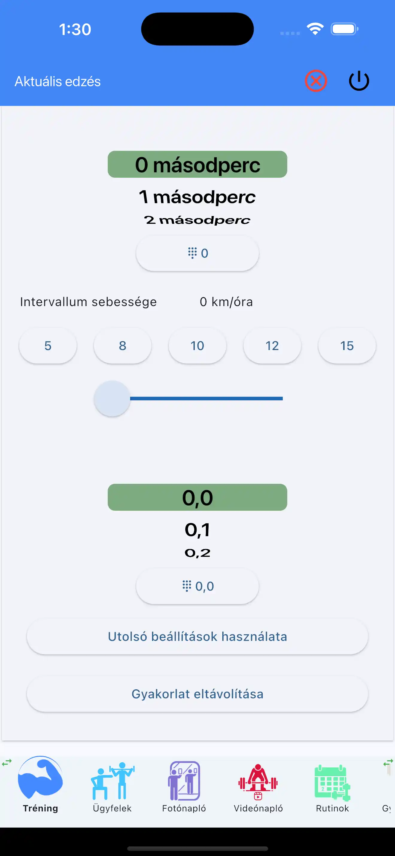 Použít poslední nastavení kardio