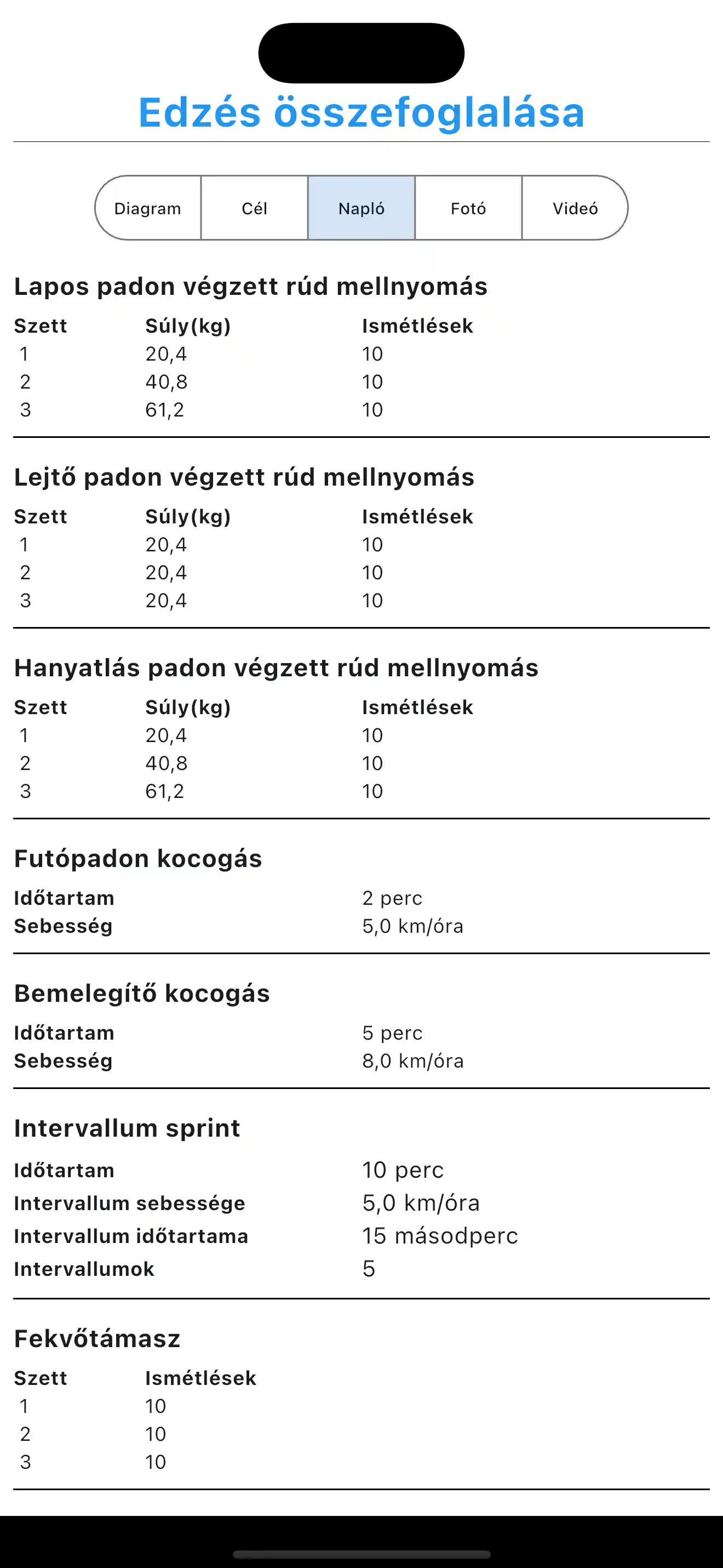 Vzorový tréninkový deník
