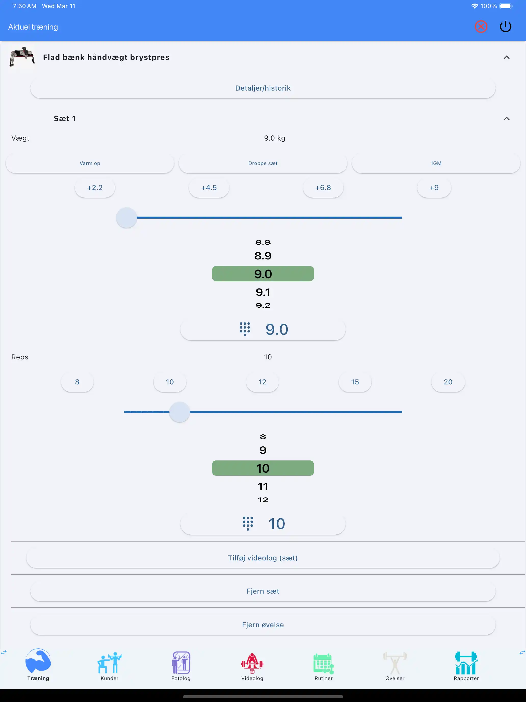 Håndvægtsøvelse sporing tablet ipad