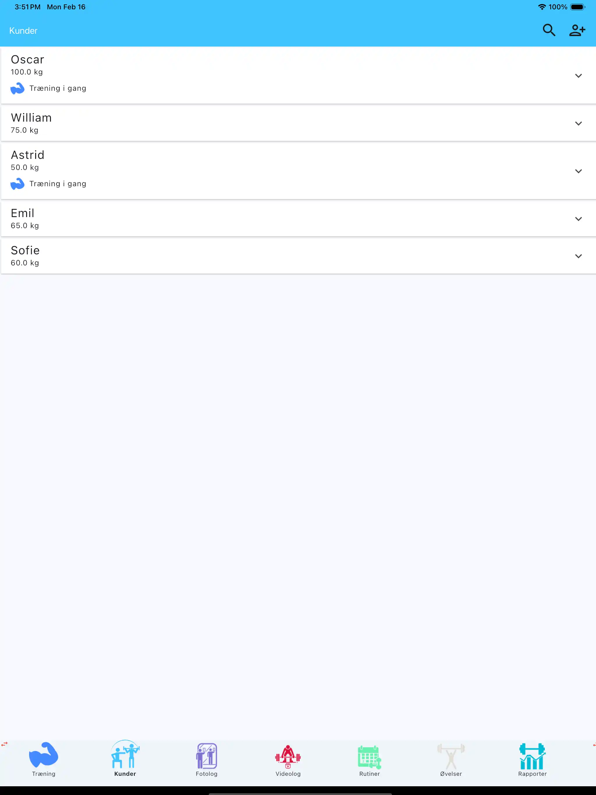 Multi-klient sporing tablet