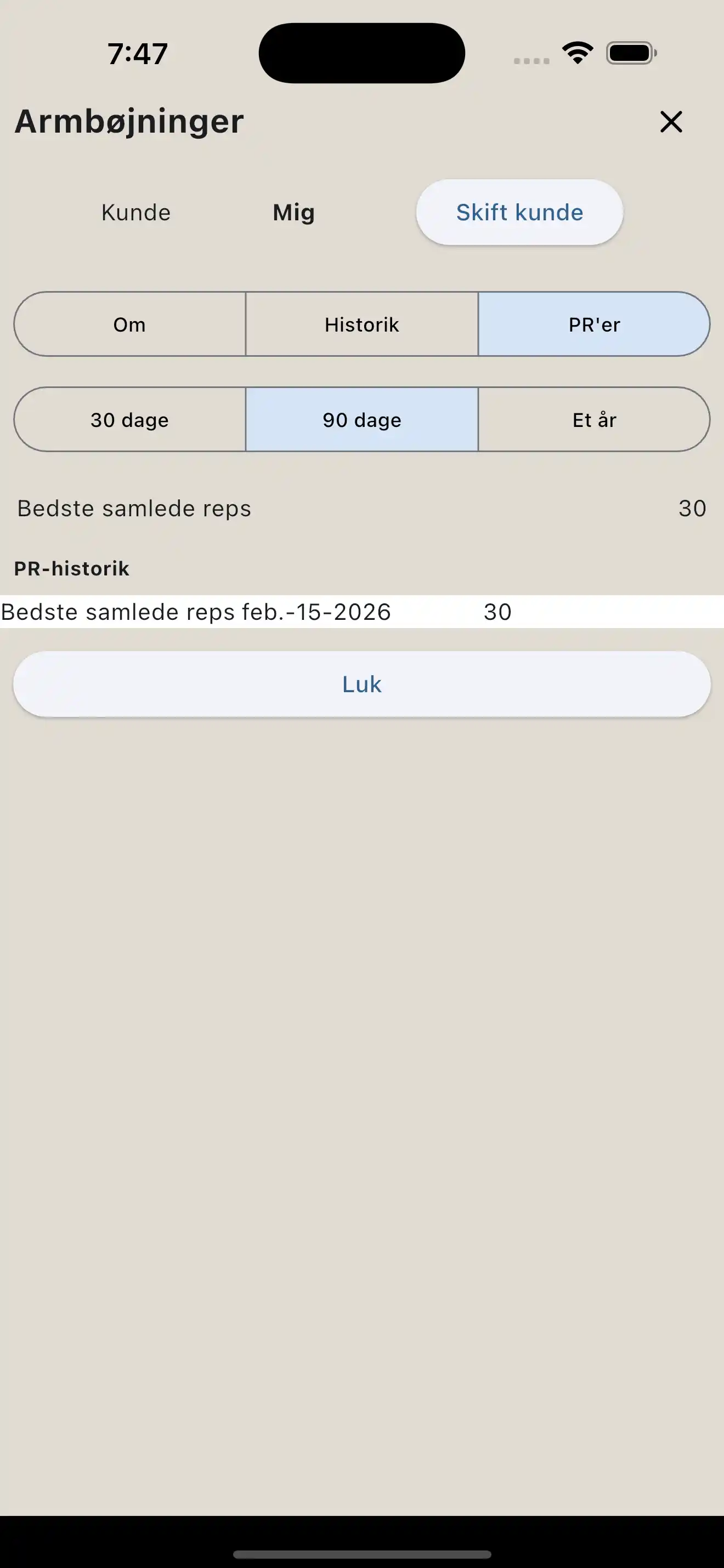 Kun Gentagelser / Cross-Fit / Kropsvægtstræning PR Rapport