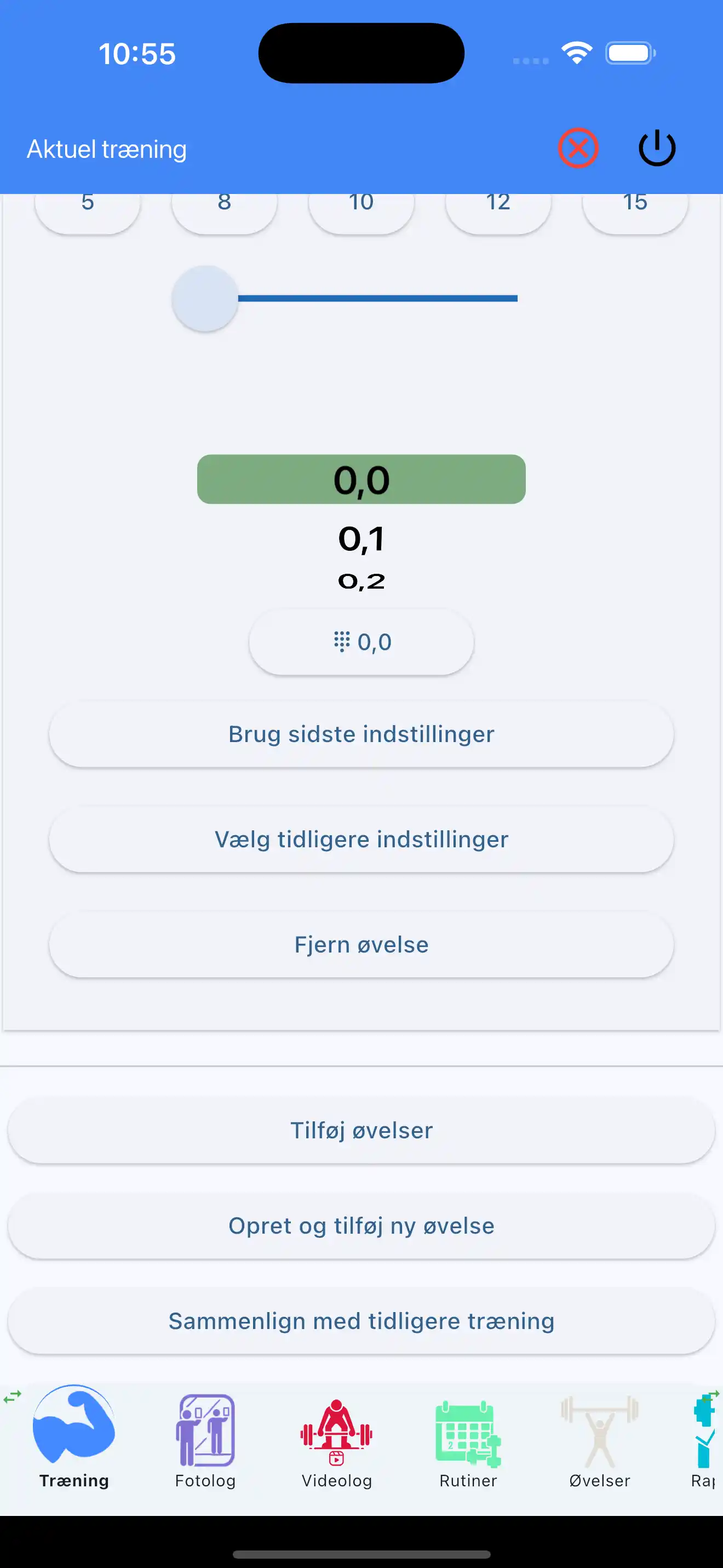 Brug Sidste Indstillinger Cardio