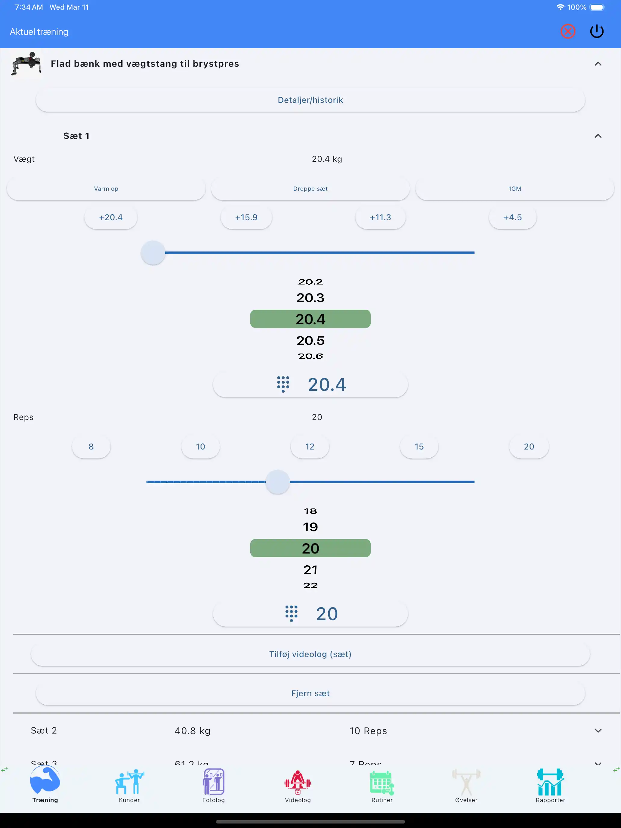 Sporing af vægtløftning tablet ipad