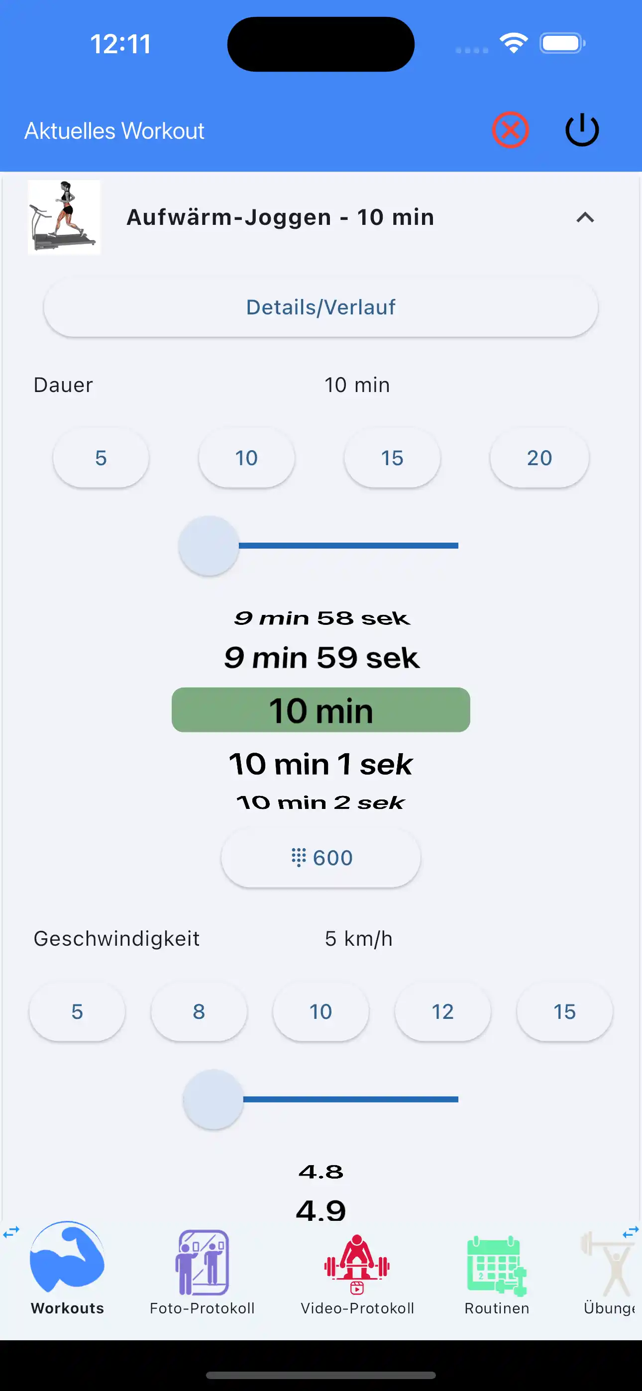 Ausdauer-Kardio-Verfolgung am Telefon