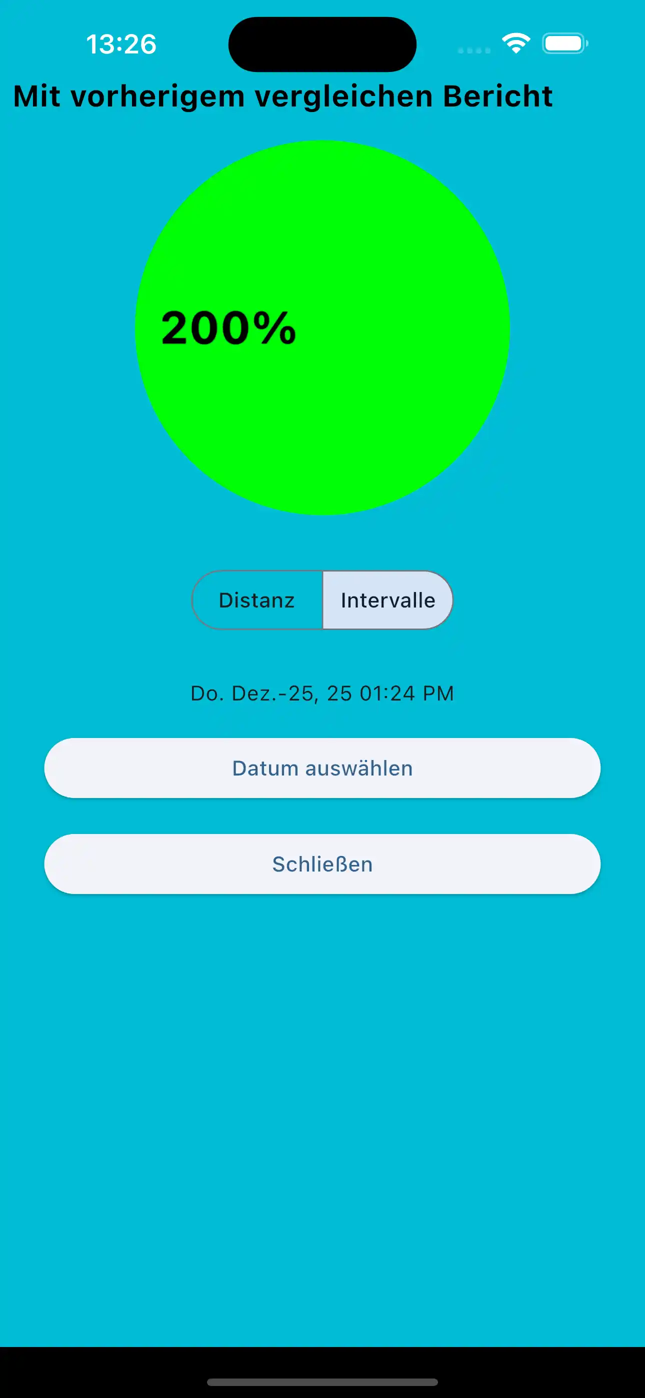 Vergleiche frühere Kardio-Intervalle