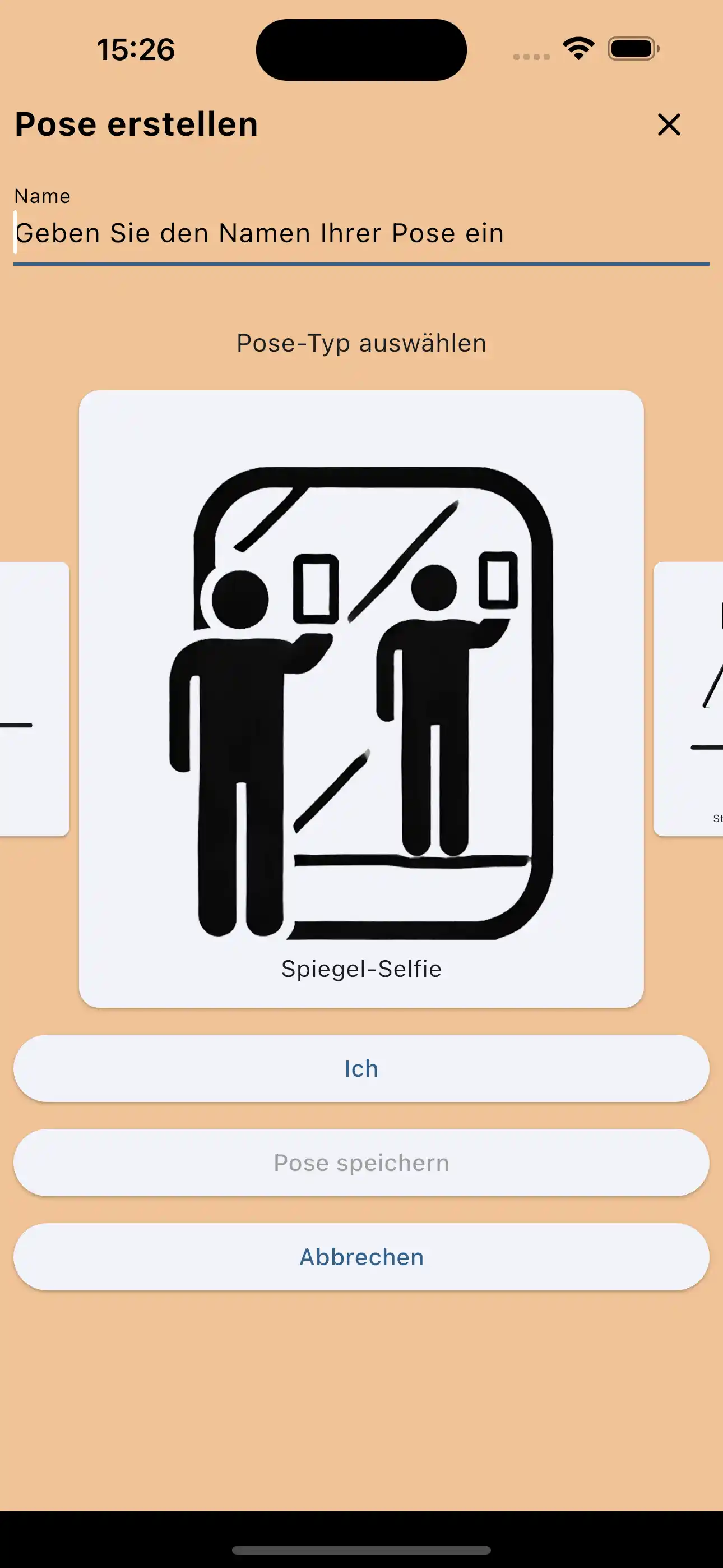 Selfie-Posen im Spiegel erstellen
