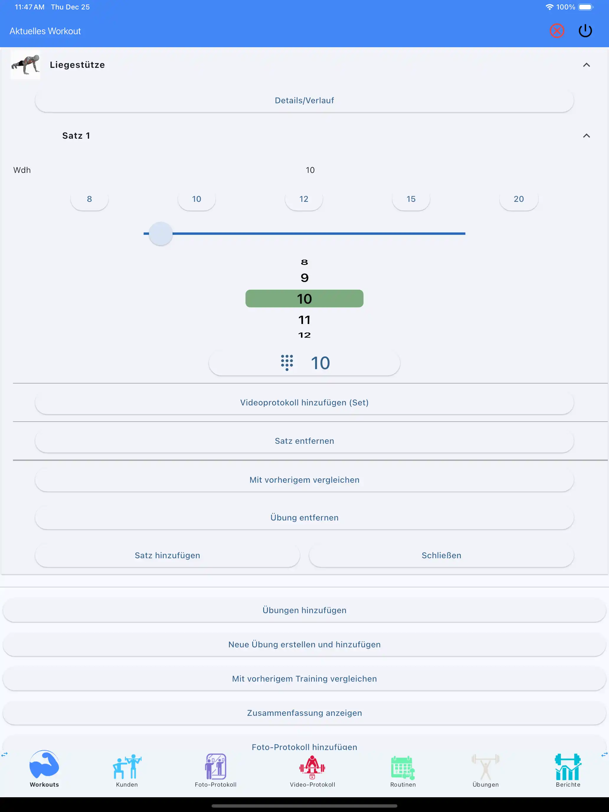 Nur Wiederholungen Crossfit Calisthenics Verfolgung Tablet iPad