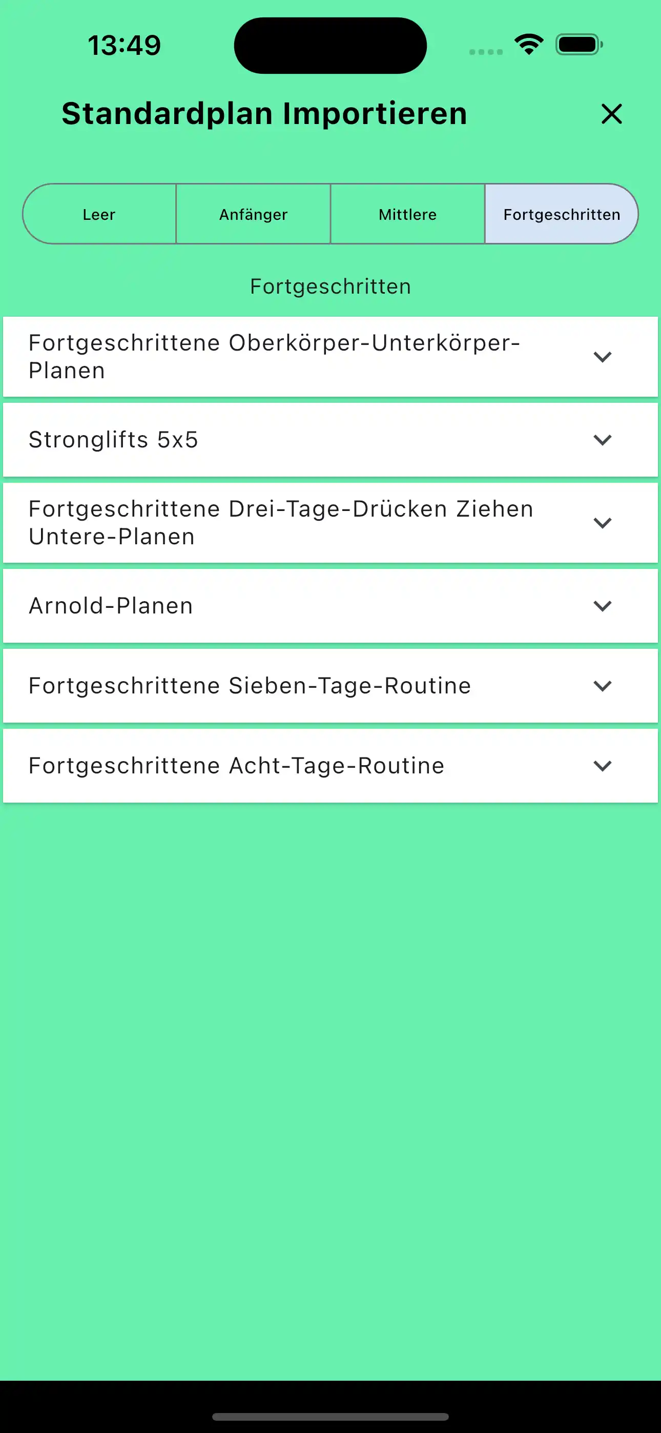 Routinen importieren Standardvorlagen Telefon