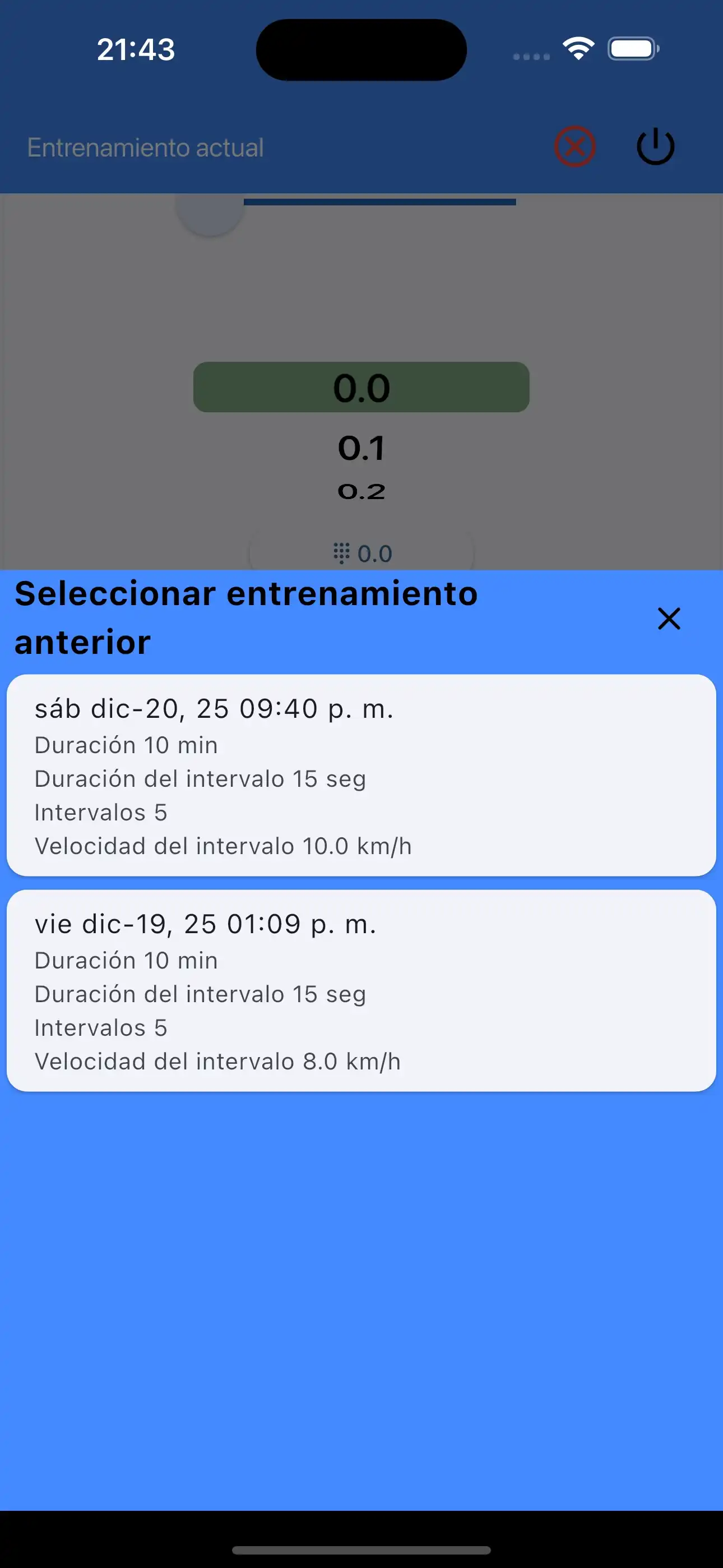 Elegir Últimos Ajustes Intervalos de Cardio HIIT