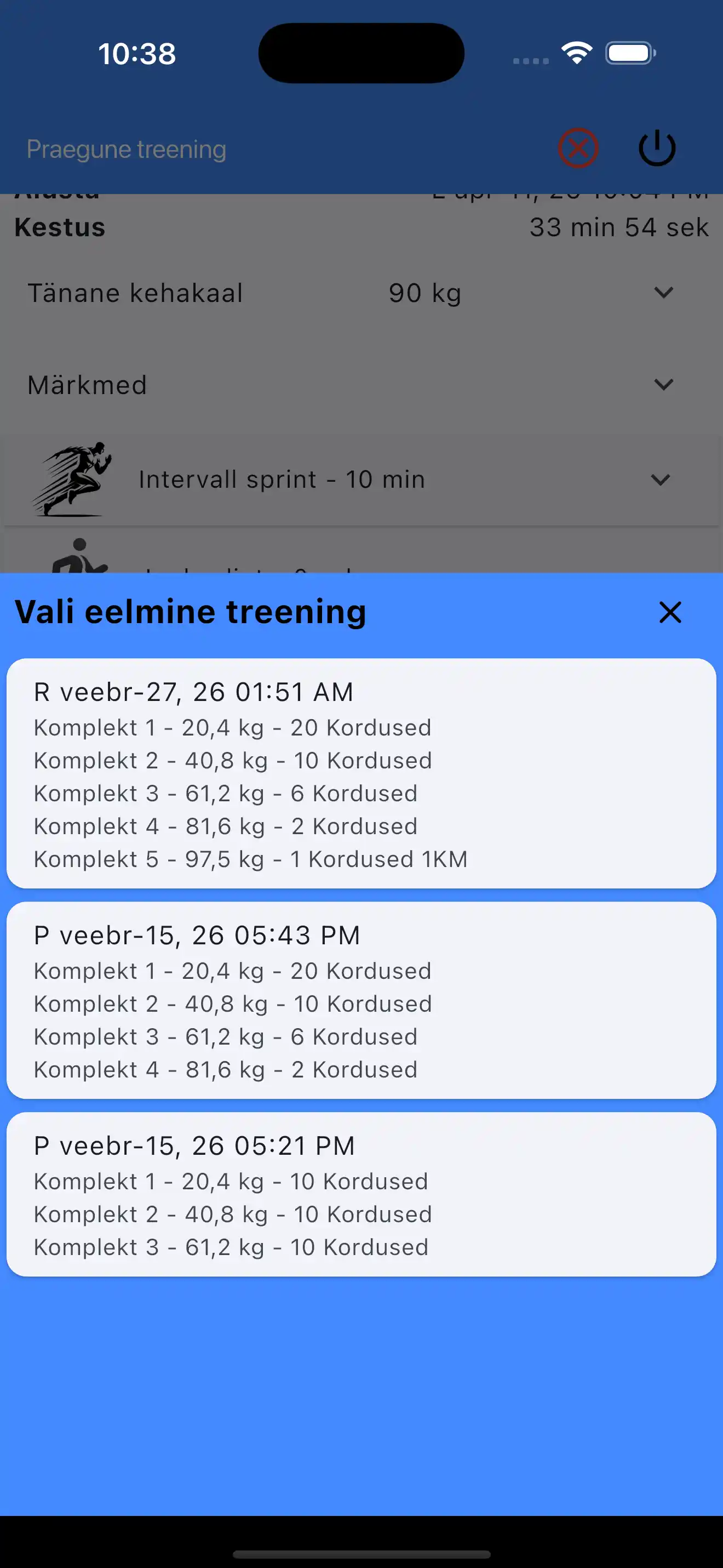 Vali viimased seeriad jõutreeningus