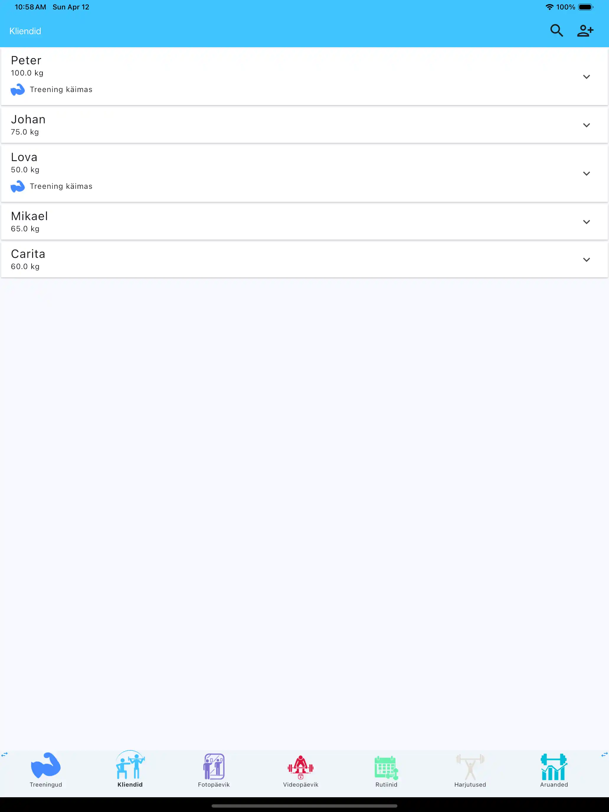 Kogumahu ja statistika aruanne tahvelarvutis