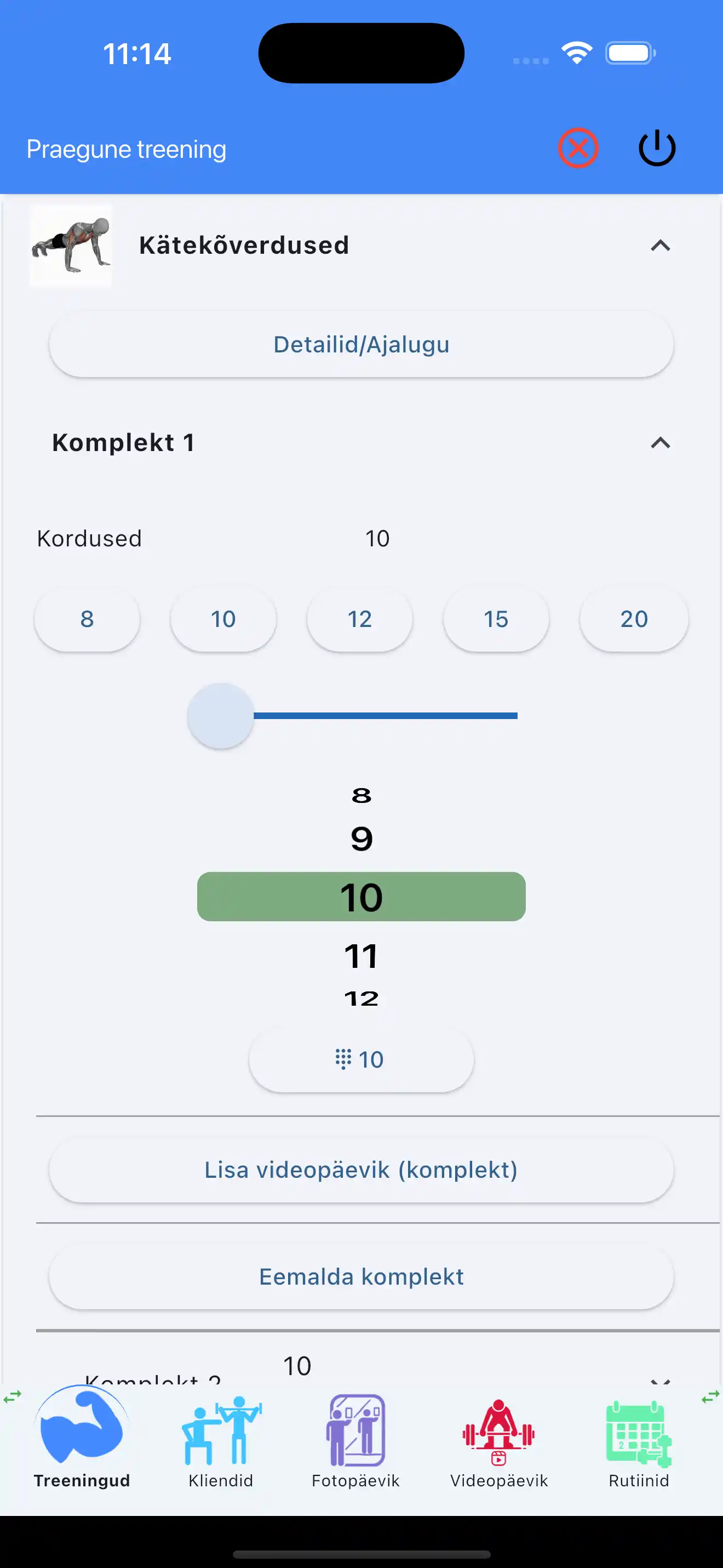 Ainult korduste crossfit keharaskuste jälgimine telefonis