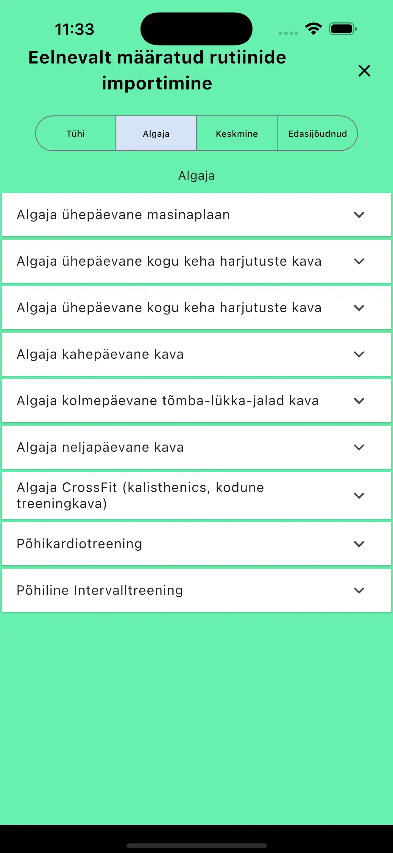 Rutiinide vaikemallide importimine telefonis