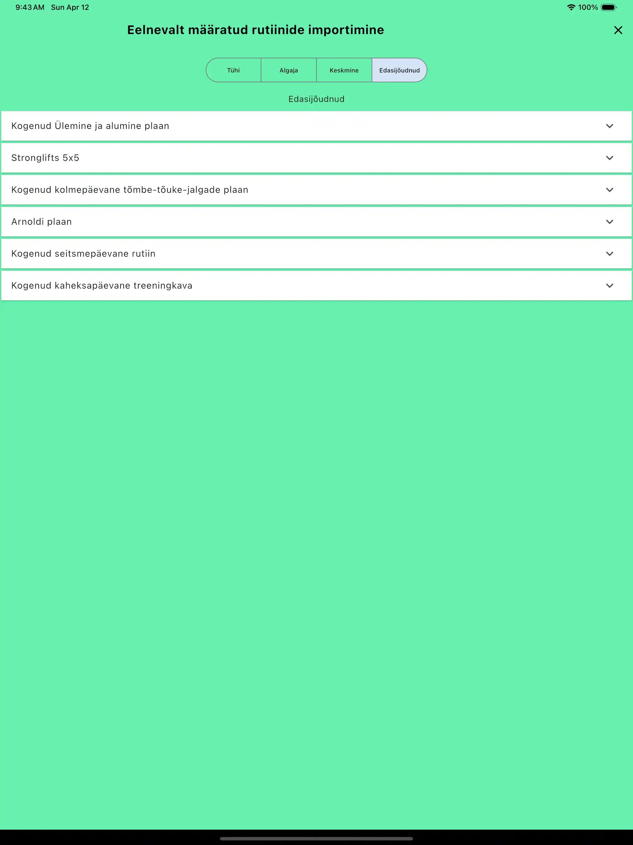 Rutiinide vaikemallide importimine tahvelarvutis 2