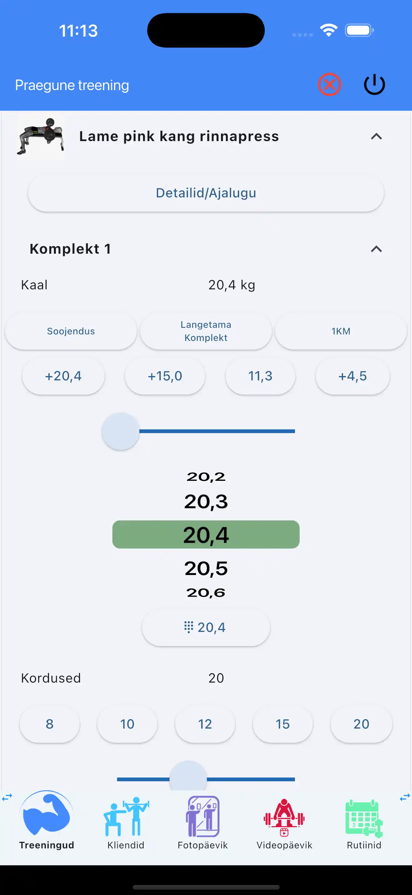 Raskuste tõstmise jälgimine telefonis
