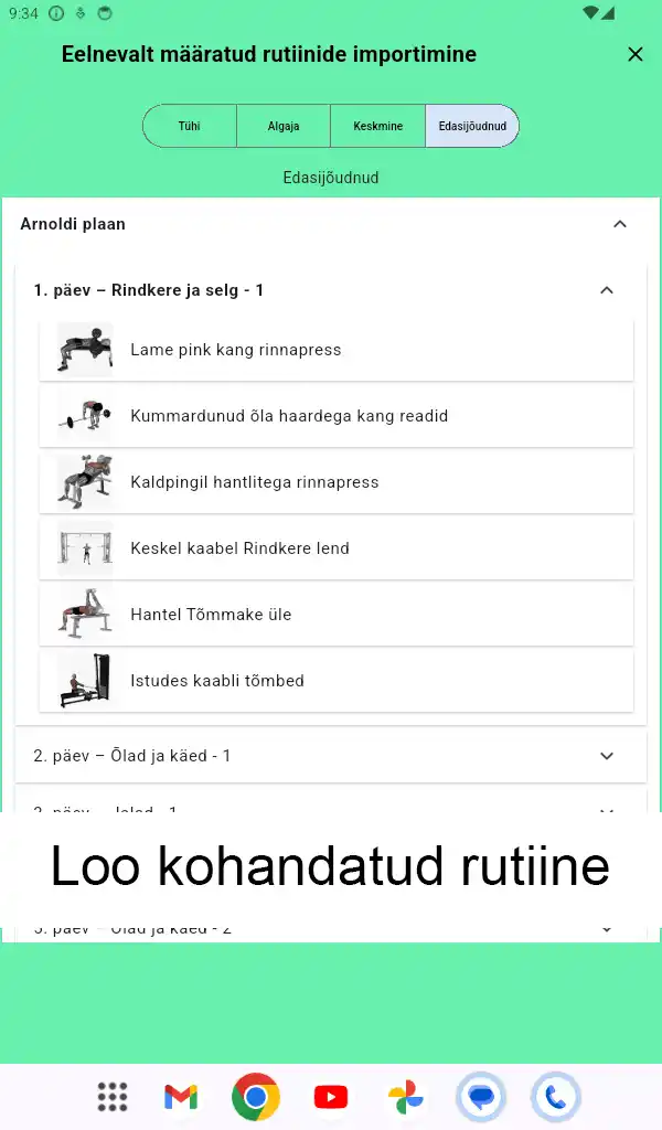 Androidi tahvelarvuti kuvatõmmis