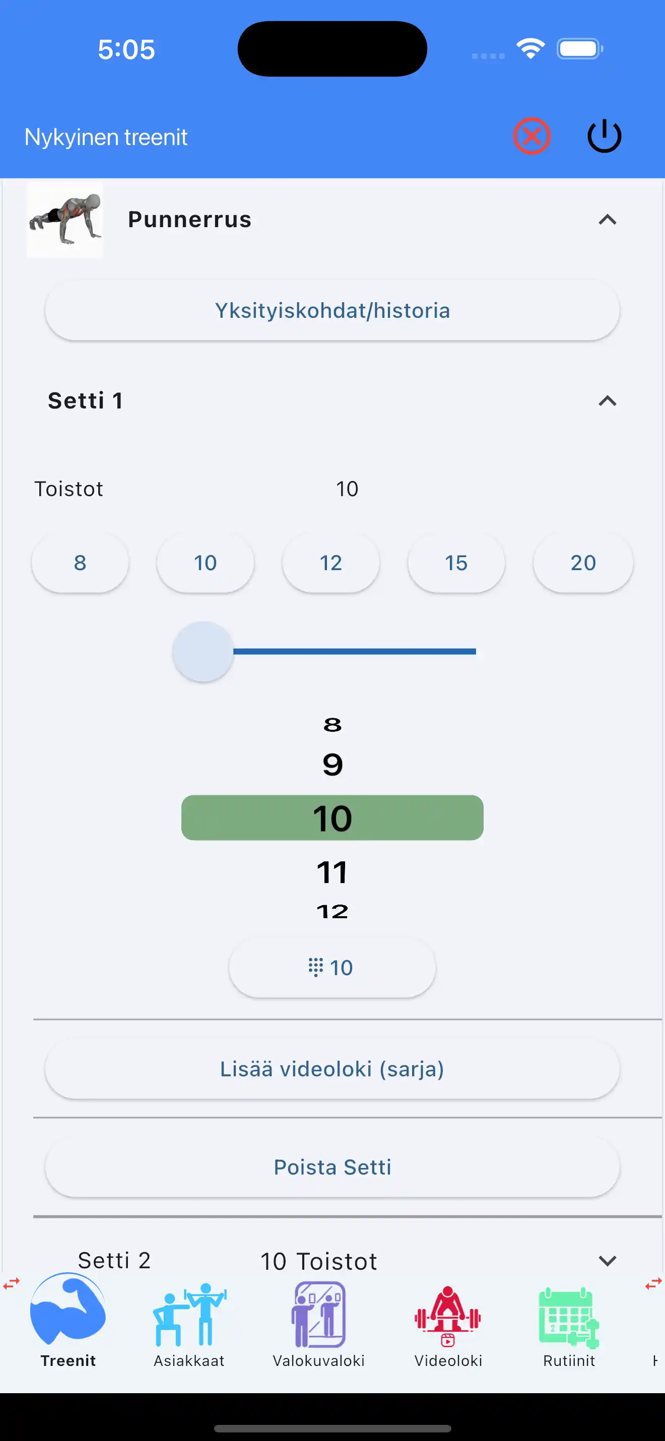 Vain toistojen seuranta puhelin