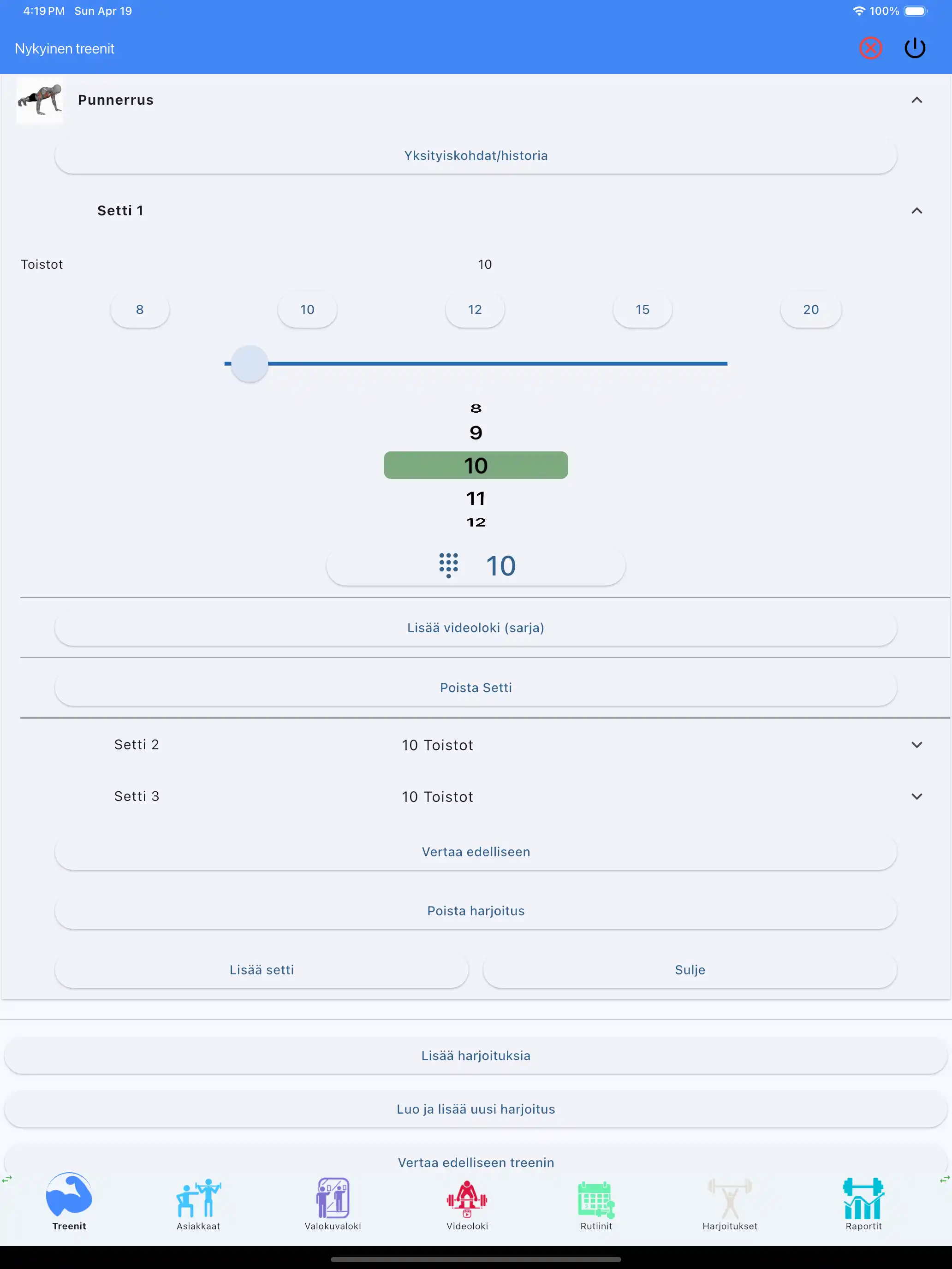 Vain toistojen seuranta tabletti