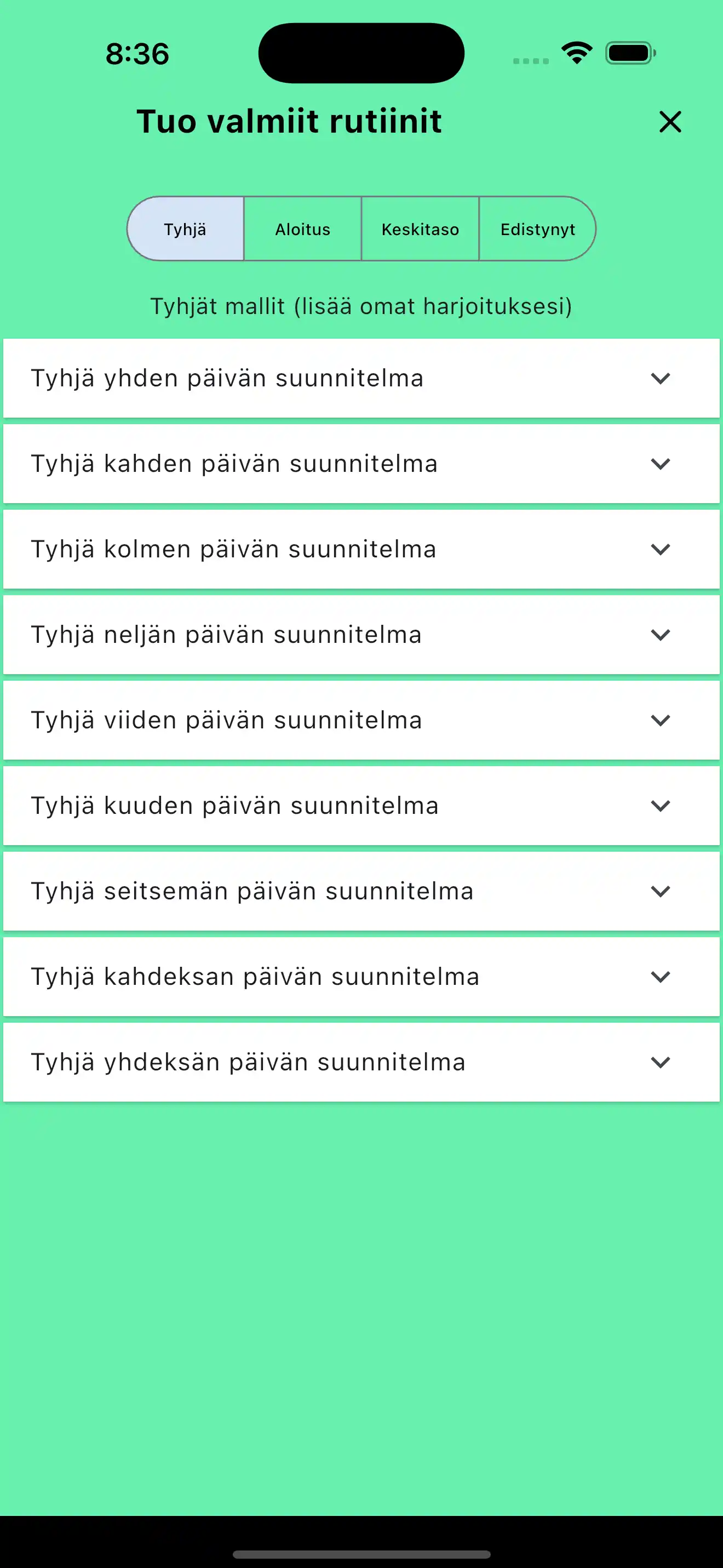 Rutiinien hallinta puhelin