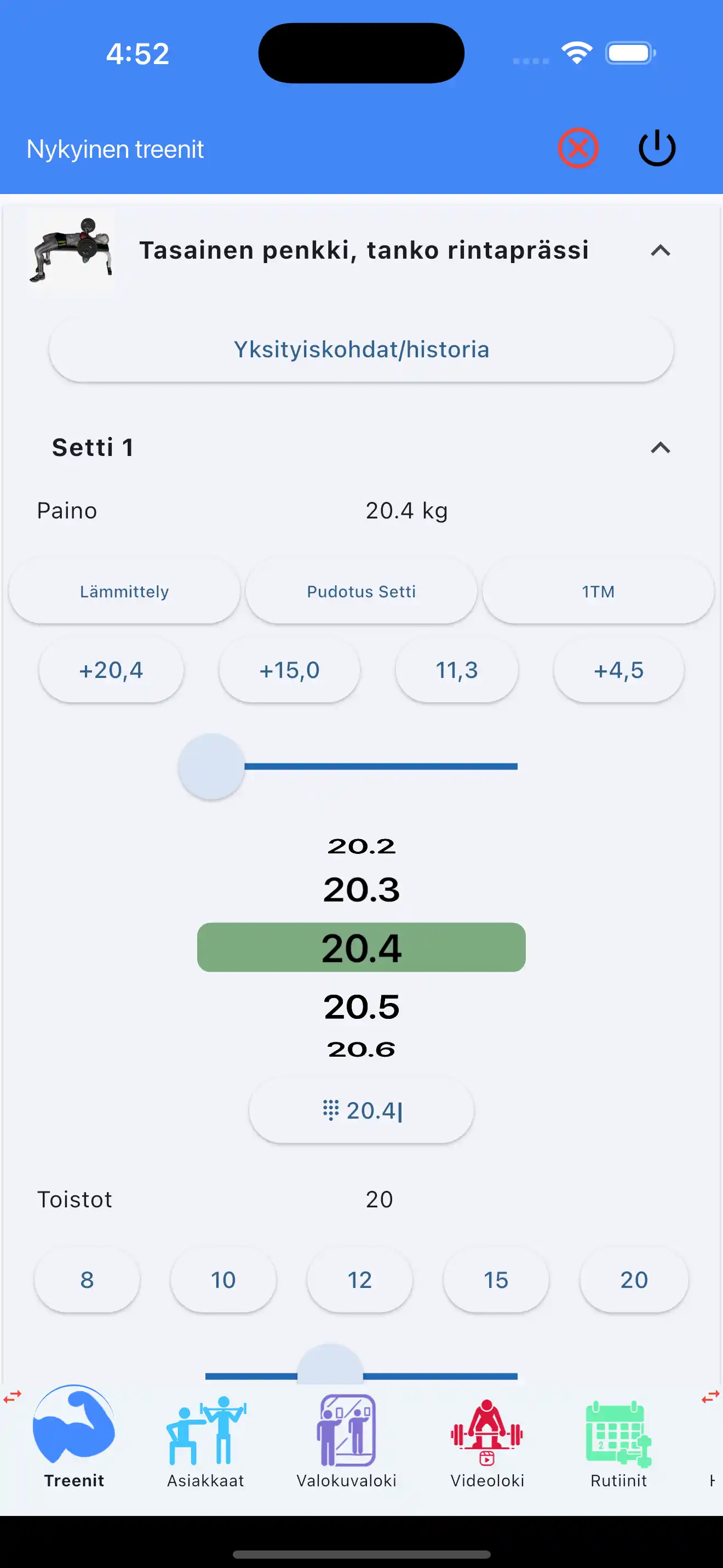 Yhden sormen syöttö vain toistoissa
