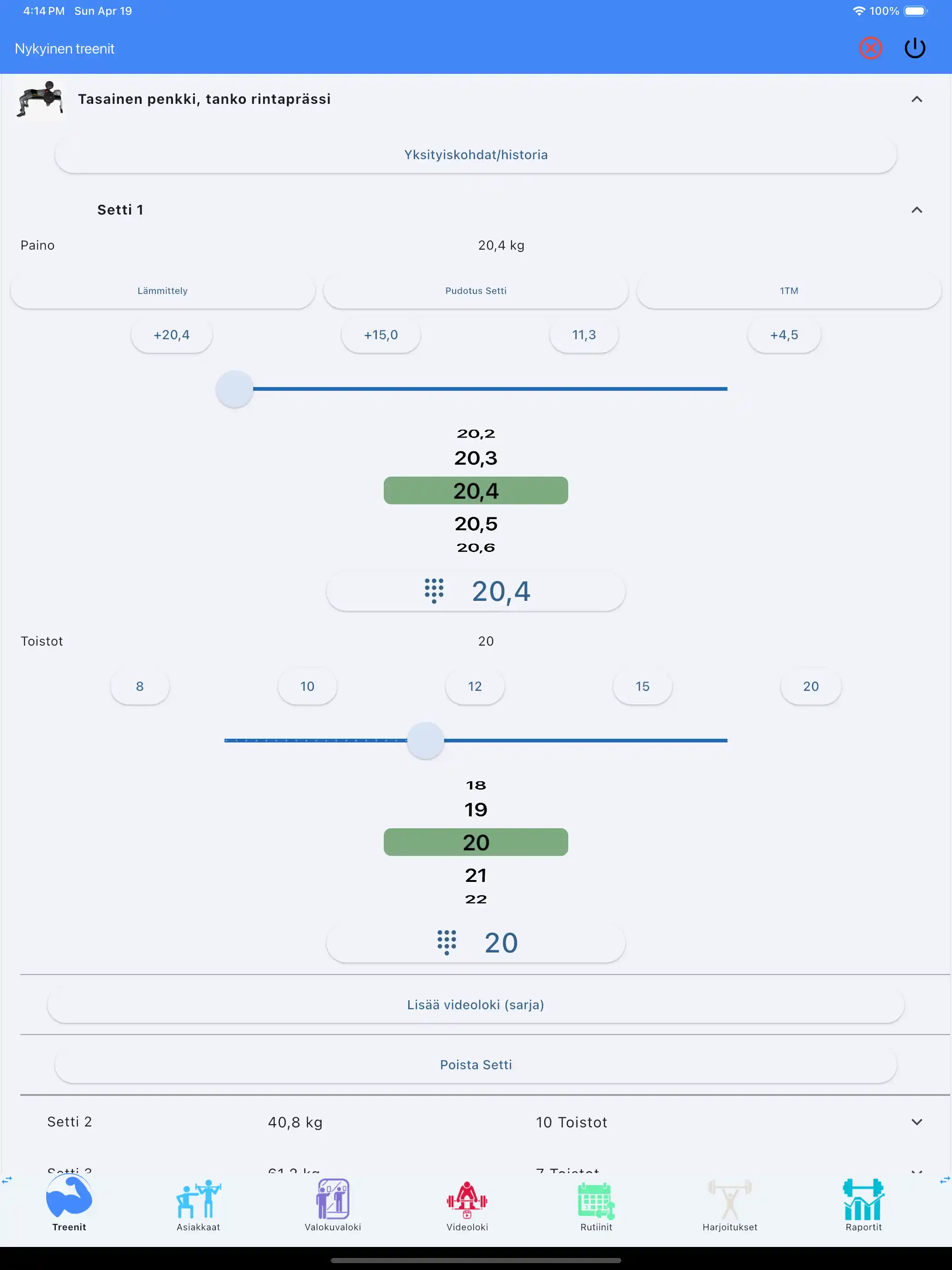 Painonnoston seuranta tabletti