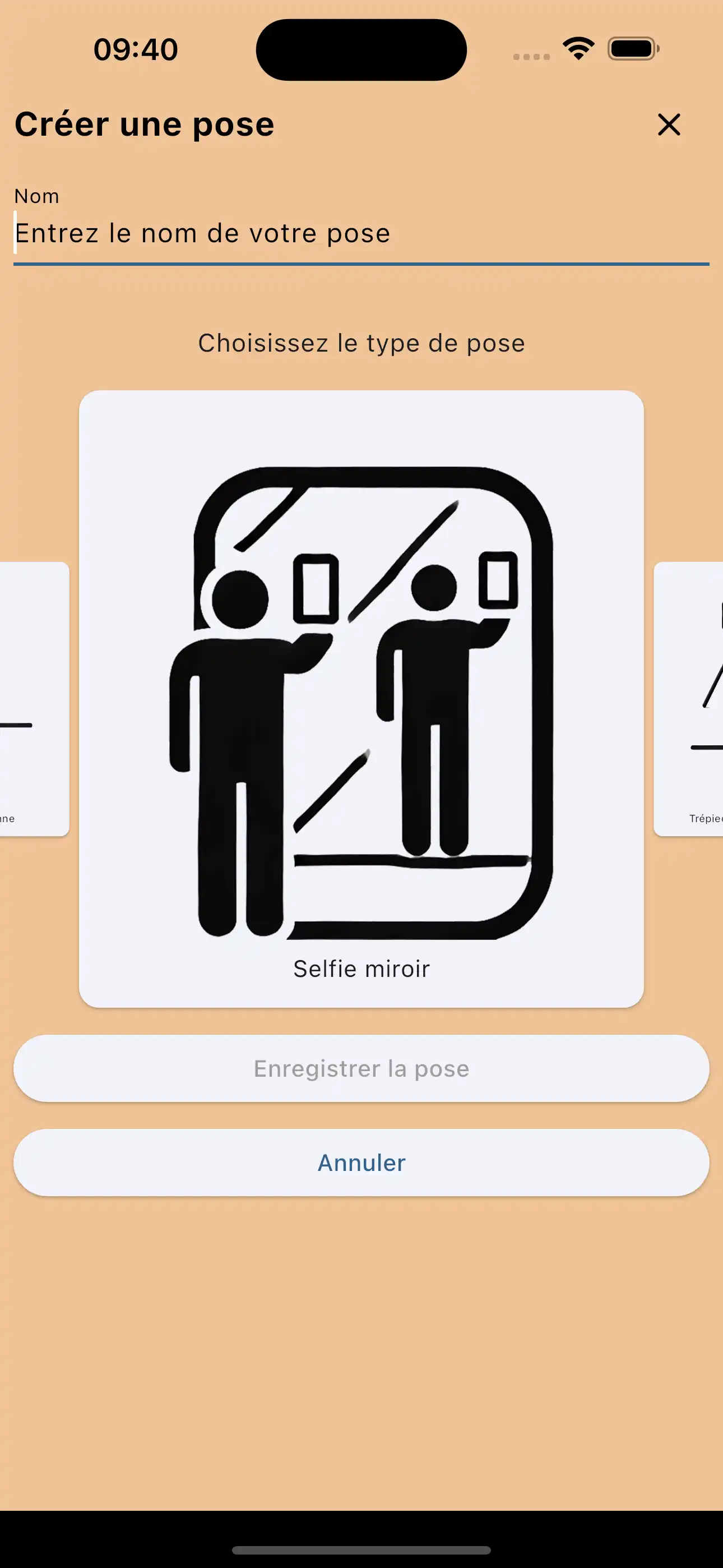 Créer des poses par défaut