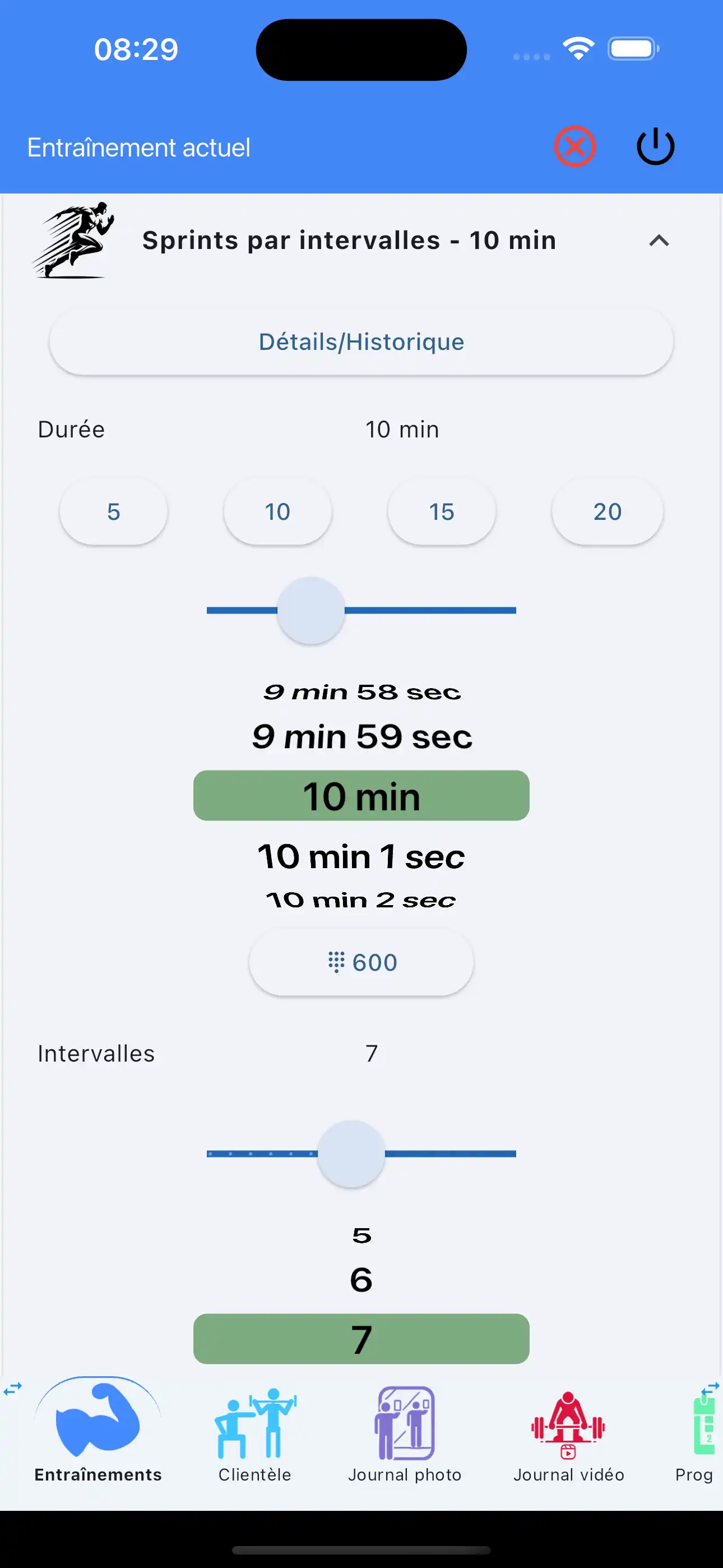 Séances de cardio et intervalles à une seule touche