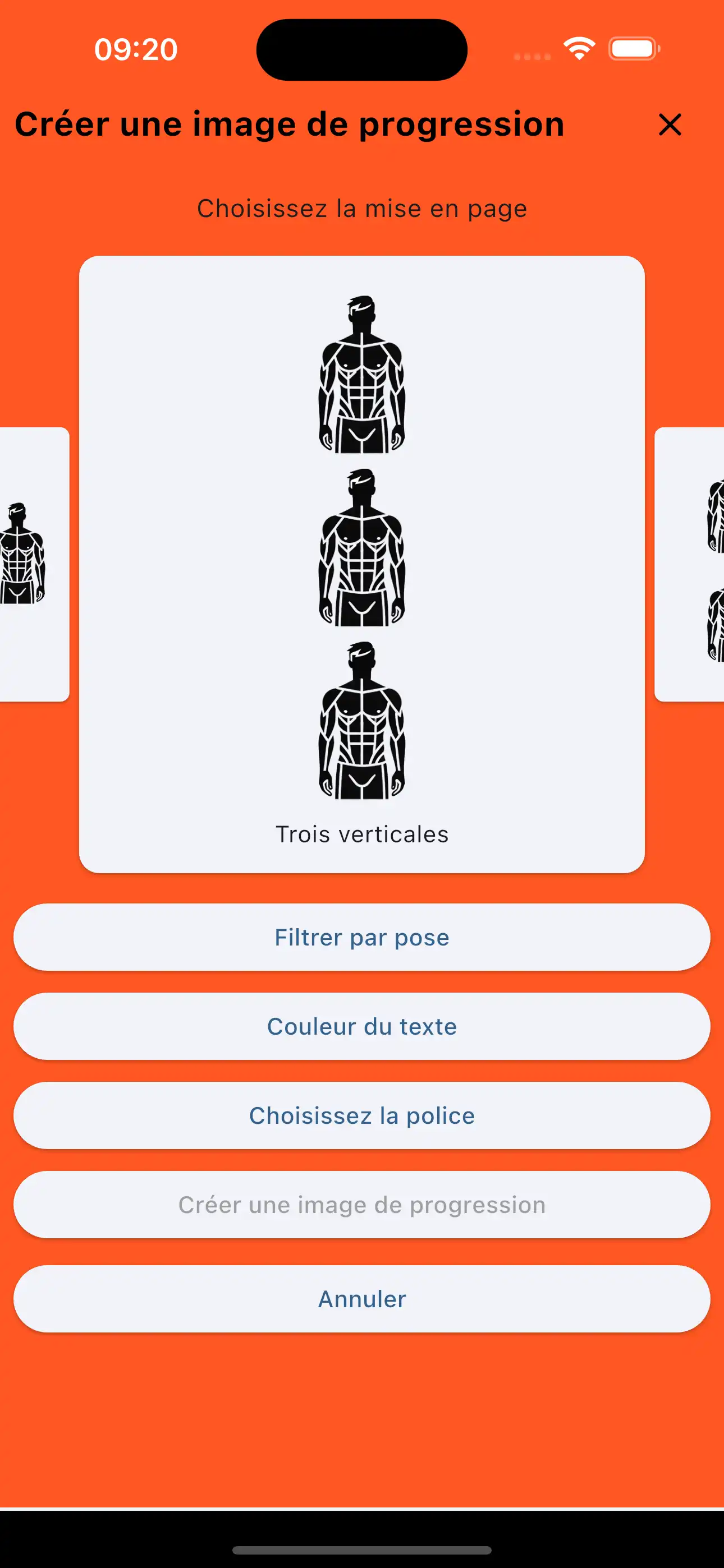 Photo de progression trois verticale