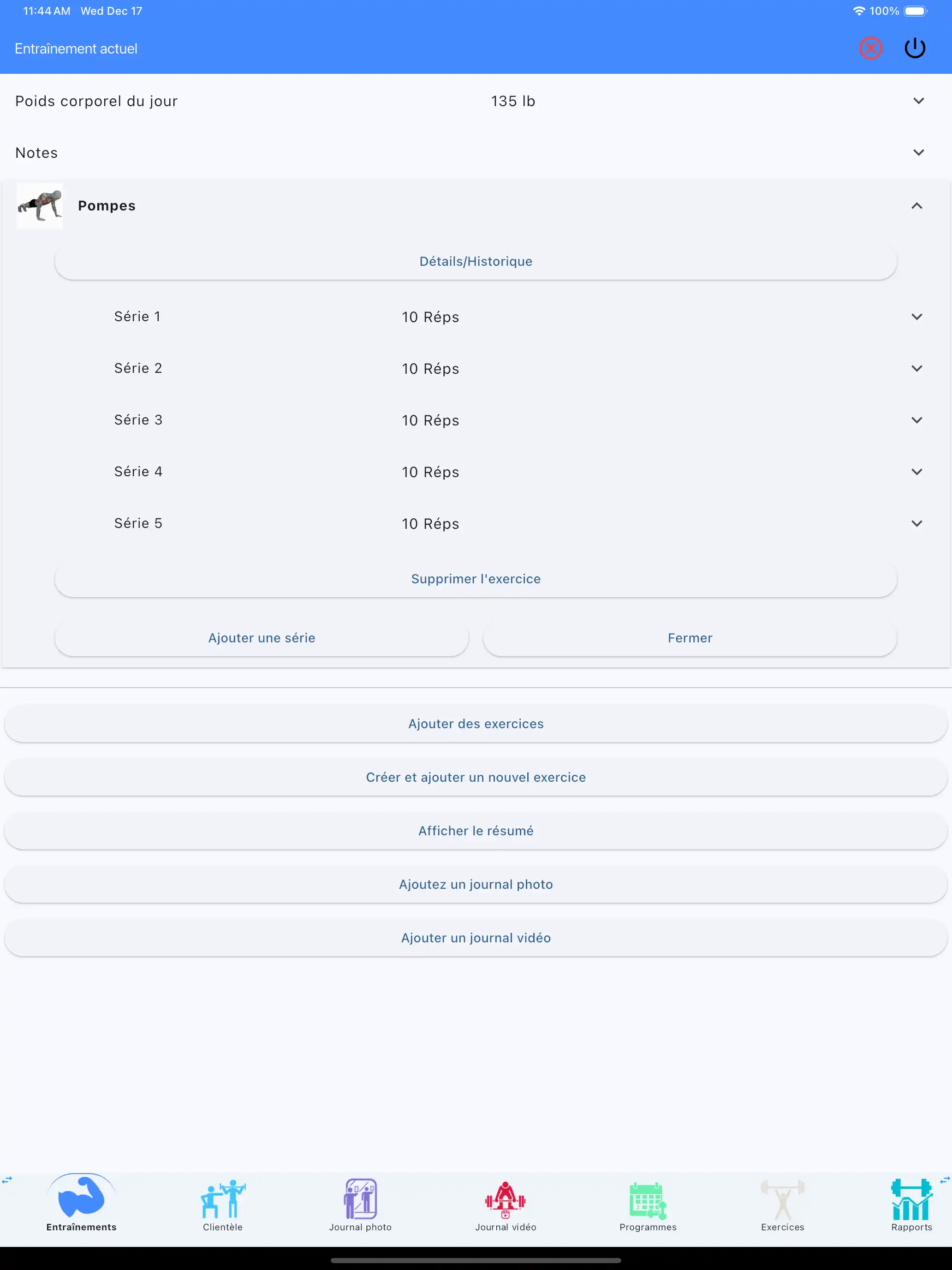 Tablette iPad de suivi des répétitions seulement crossfit calisthénie