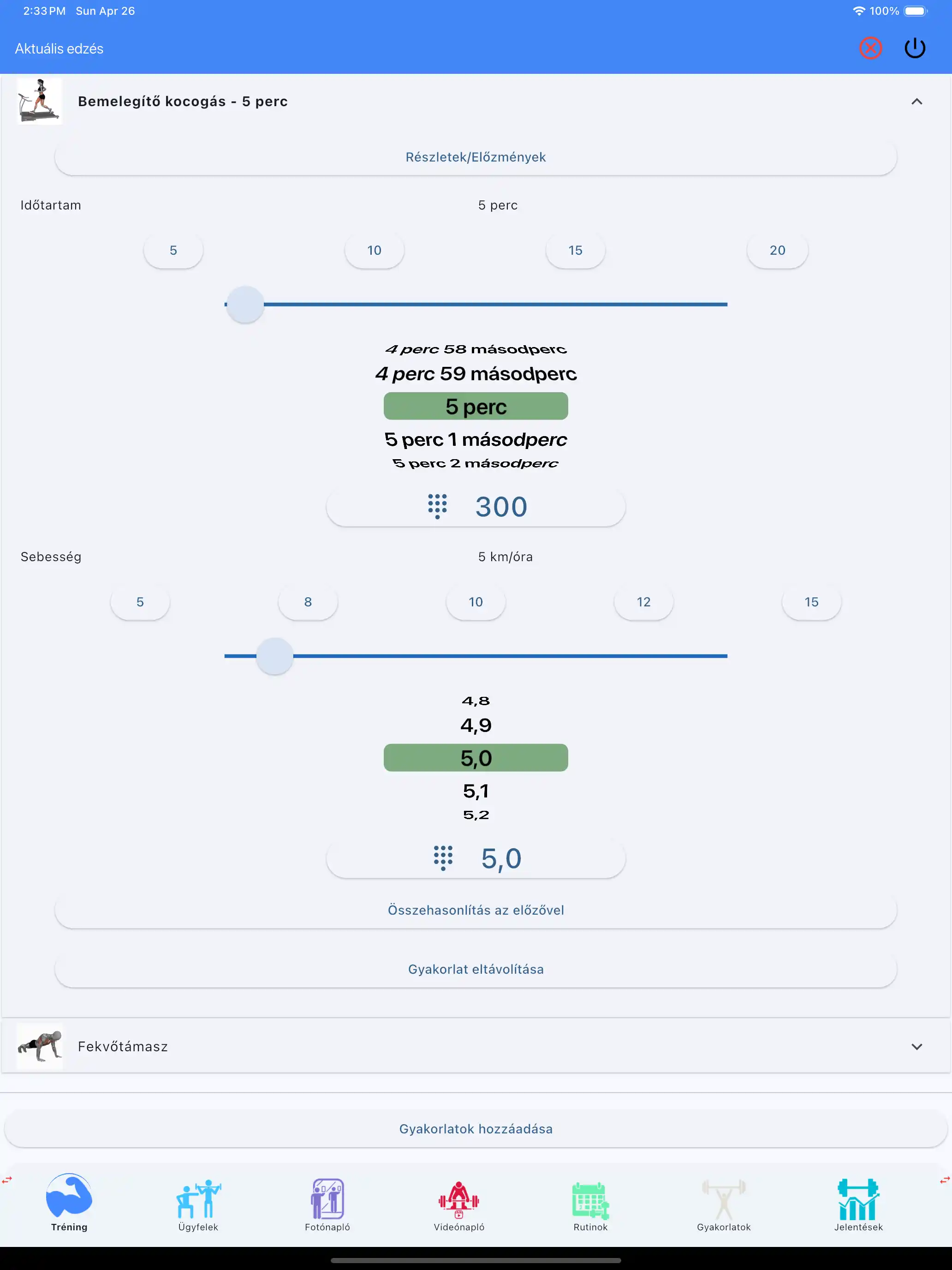 Kardió nyomonkövetés állóképesség tableten