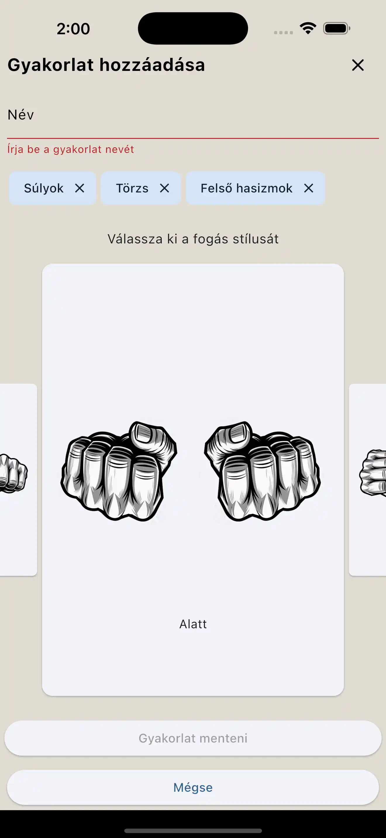 Gyakorlat létrehozása fogás telefonon