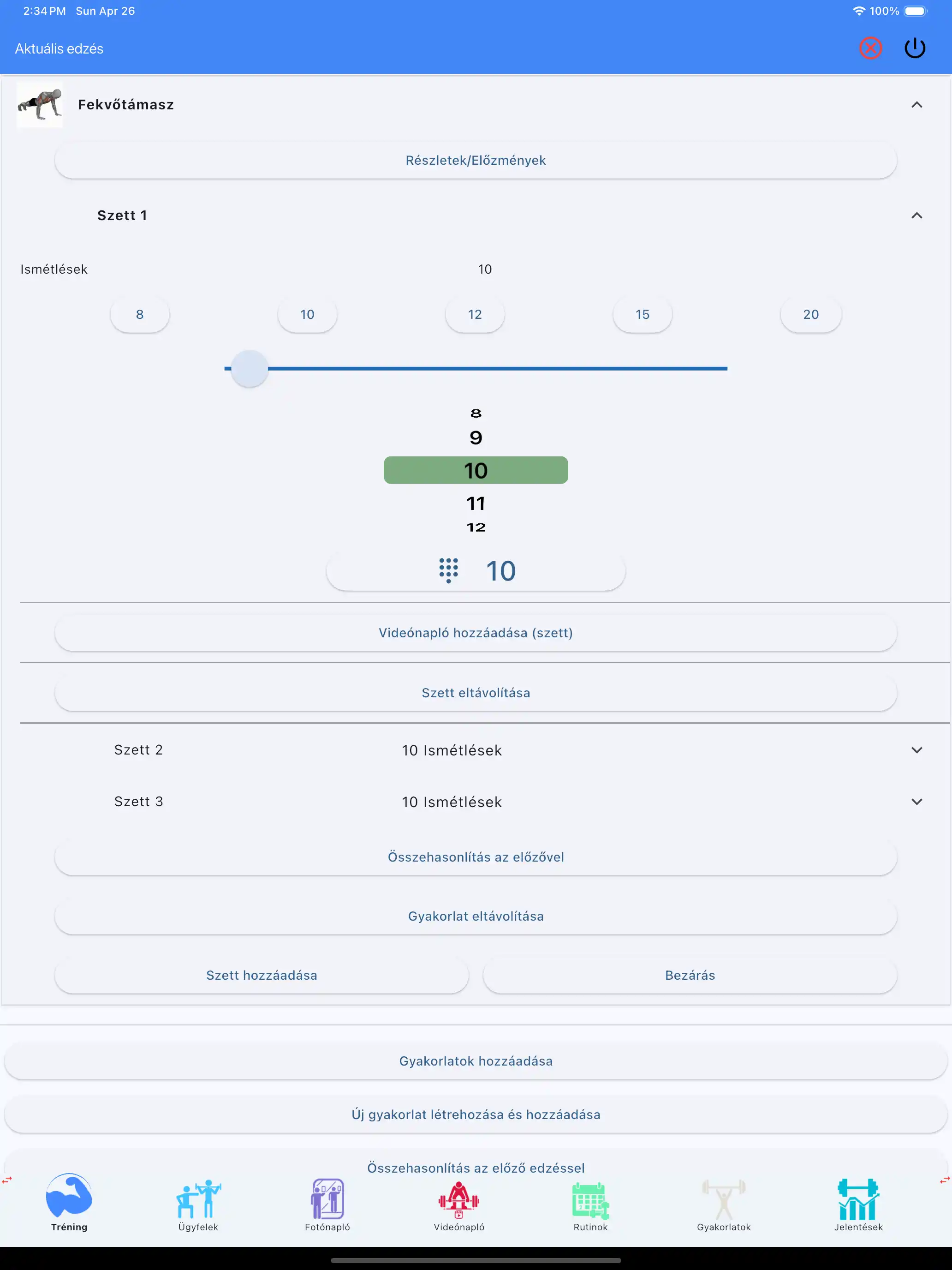 Csak ismétlések crossfit saját testsúlyos nyomonkövetés tableten