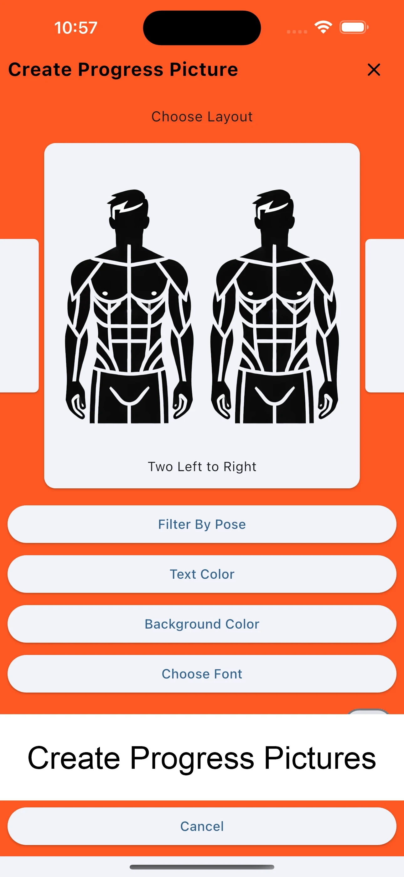 Iphone Create Gym Progress Pictures Screenshot