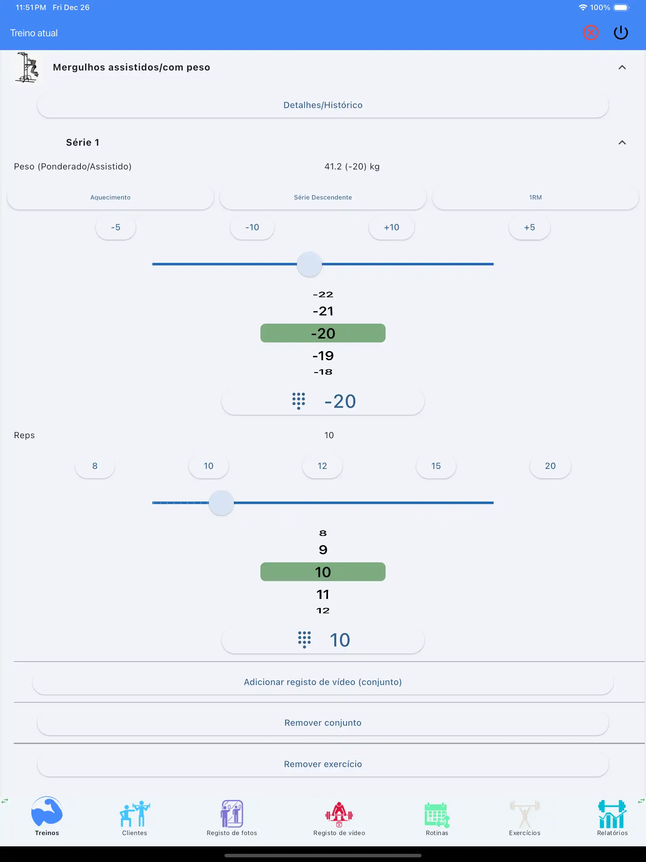 Tablet iPad per il monitoraggio di esercizi assistiti/pesati