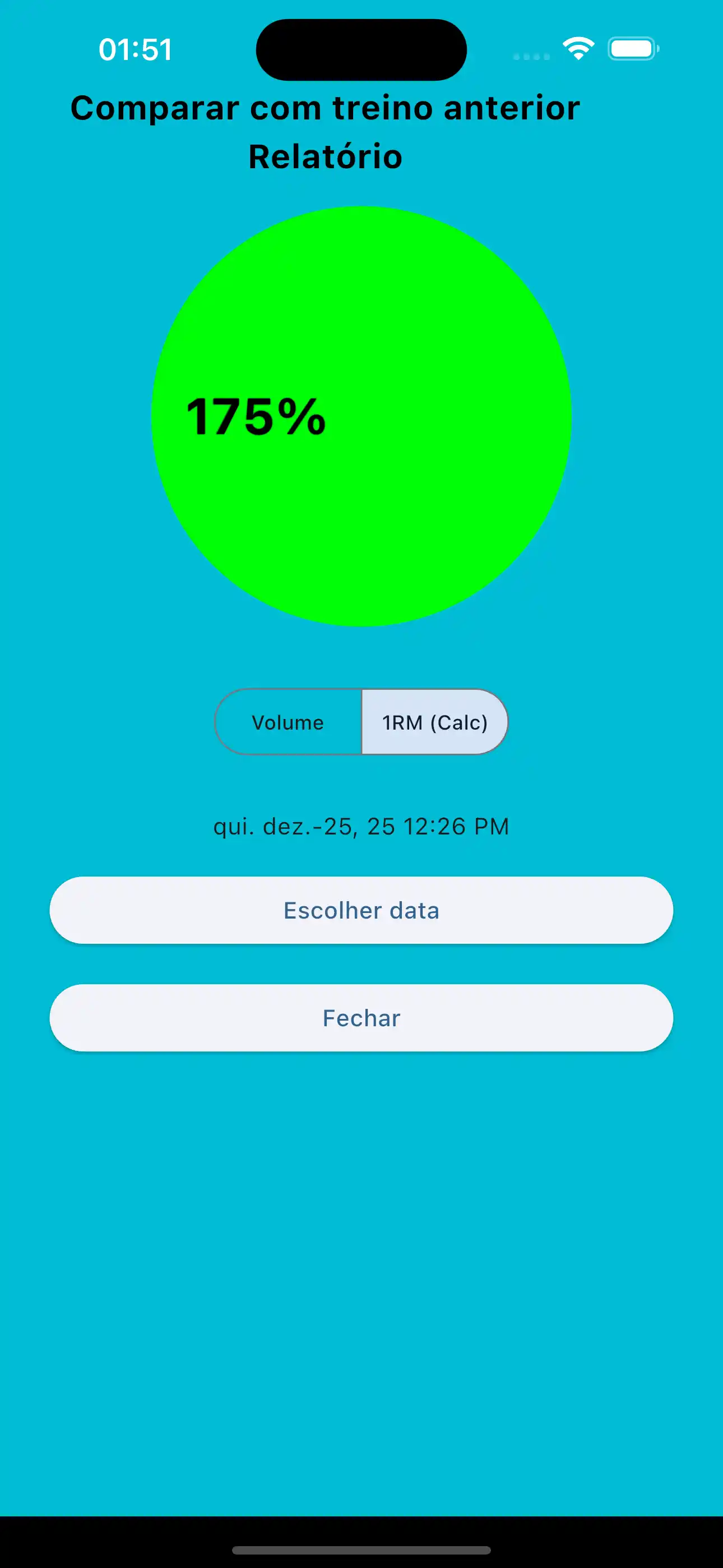 Confronta il massimo di una ripetizione nell'allenamento con i pesi precedente