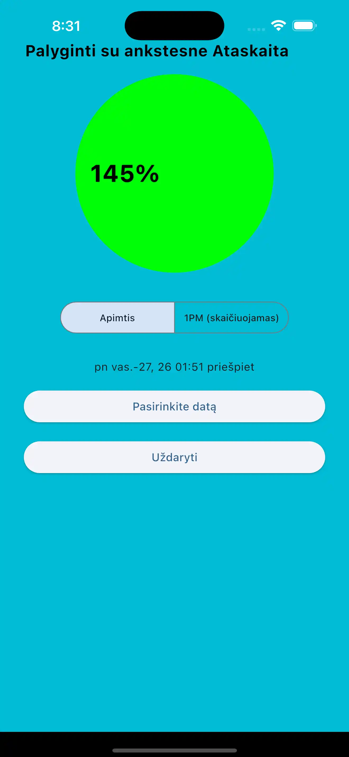 Palyginkite ankstesnį svorio treniruočių vieno pakartojimo maksimumą