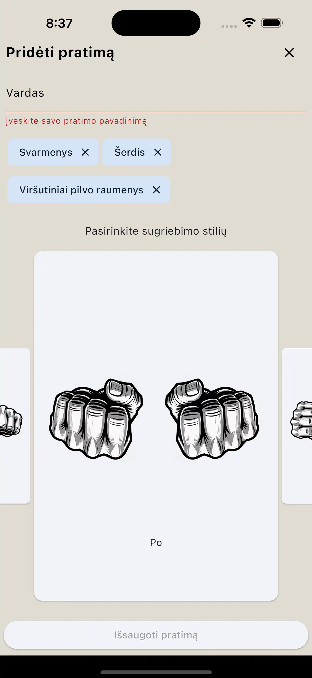 Pratimų kūrimo sukibimo telefonas