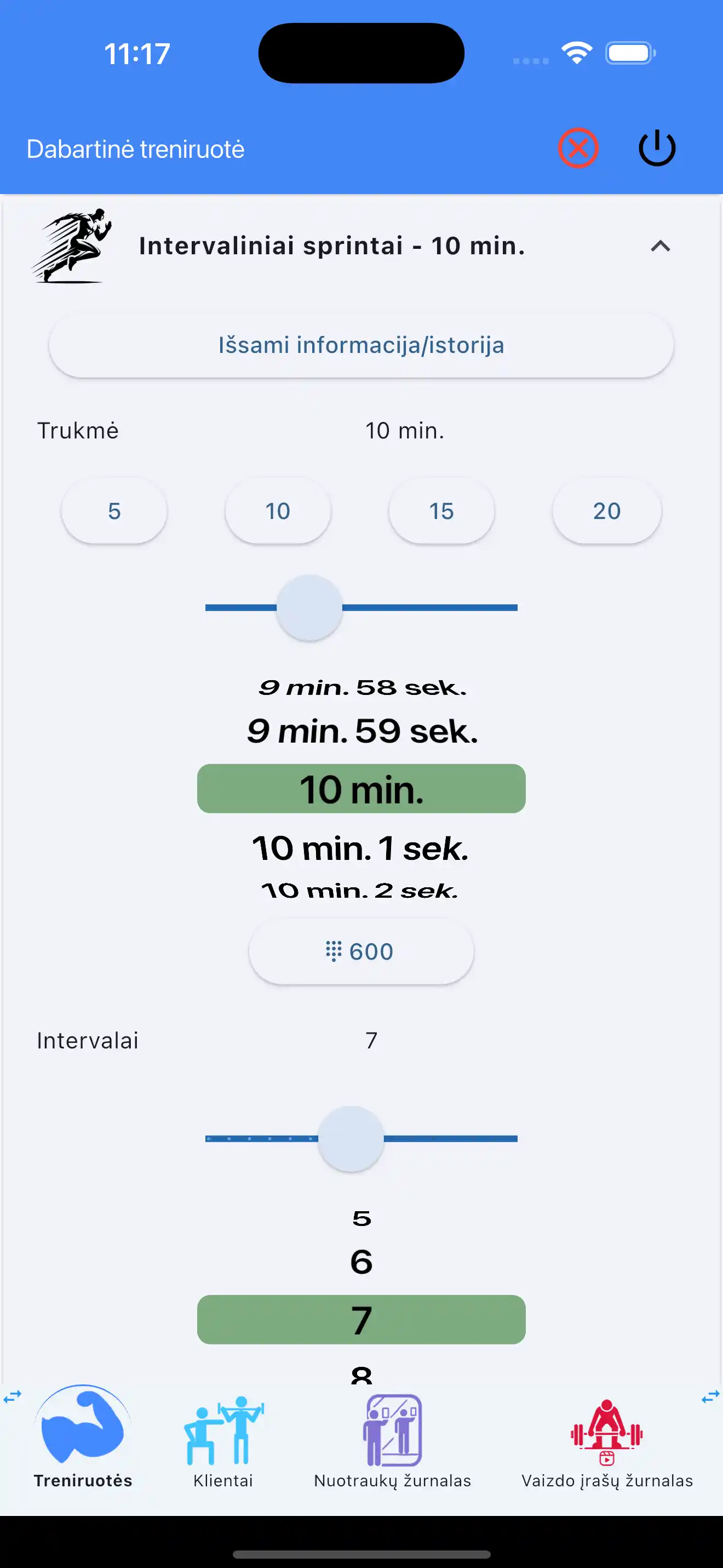 Įvedimas vienu pirštu kardio intervalai