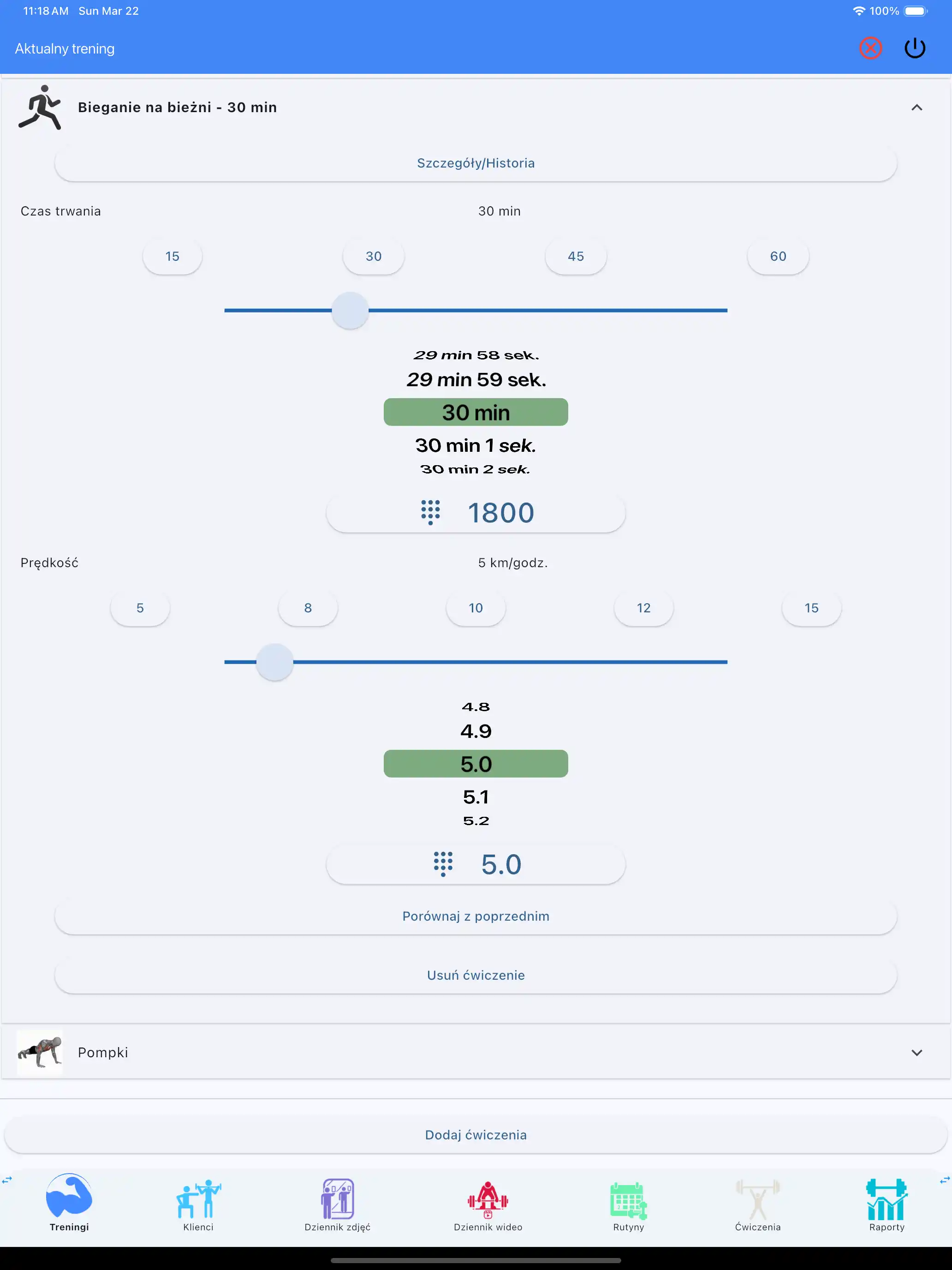 Śledzenie cardio wytrzymałościowego na tablet iPad