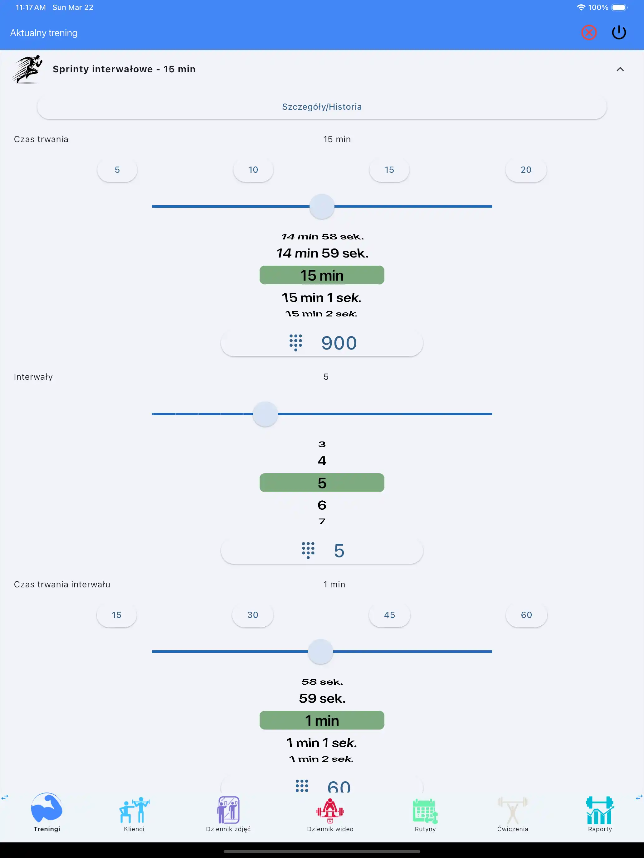 Śledzenie cardio HIIT na tablet iPad
