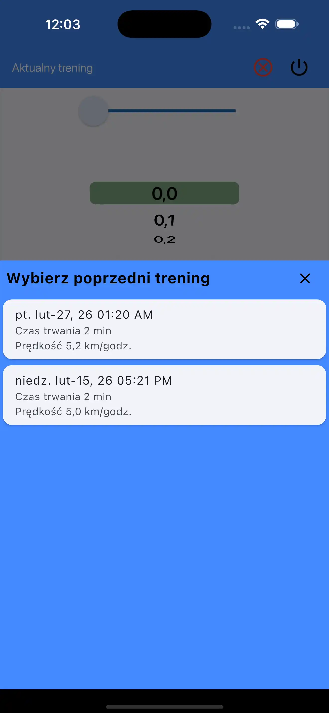 Wybierz ostatnie ustawienia rozgrzewki cardio