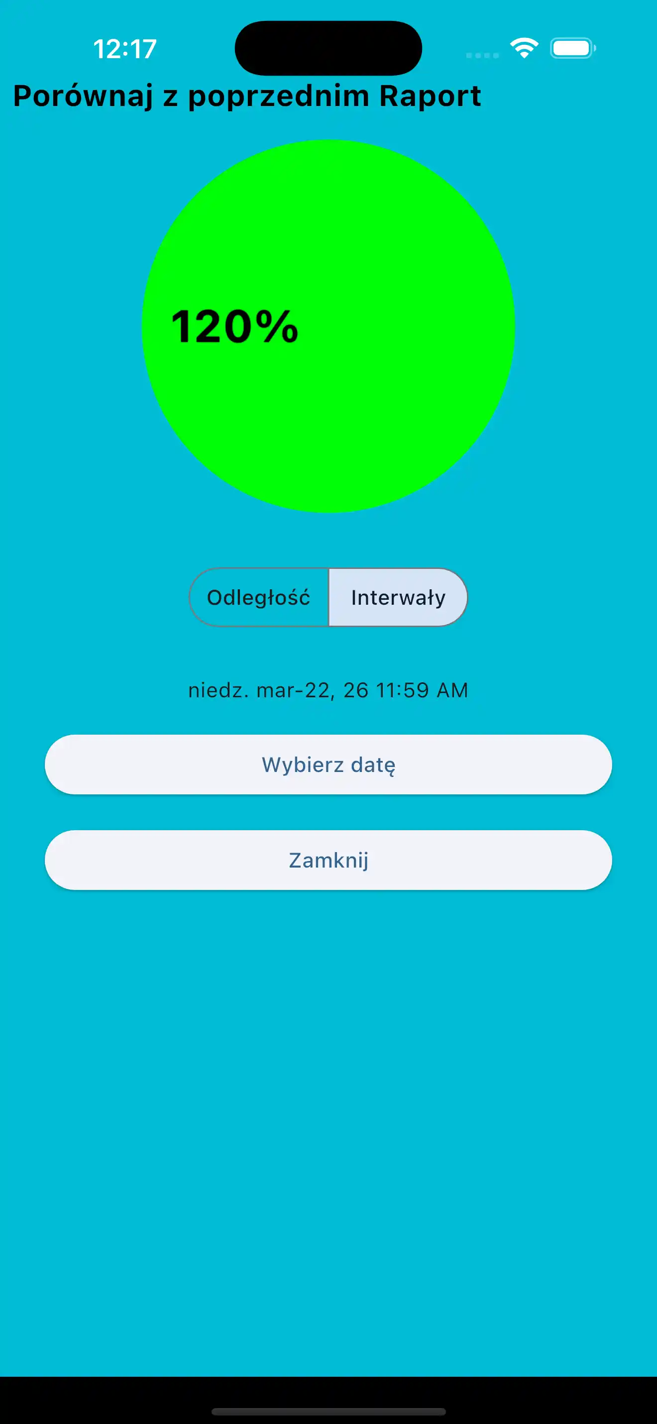 Porównanie poprzednich interwałów cardio